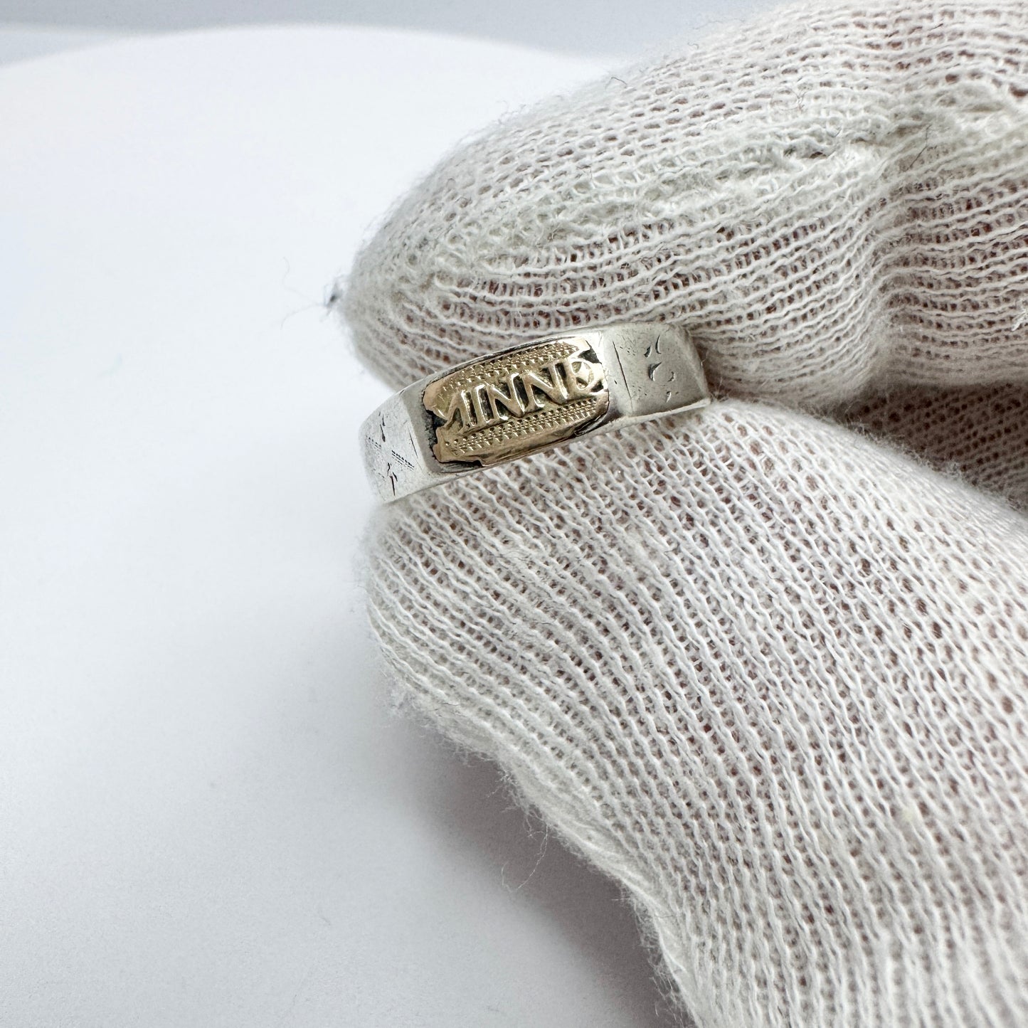 Sweden year 1872. Antique Silver Memory Pinky Ring.