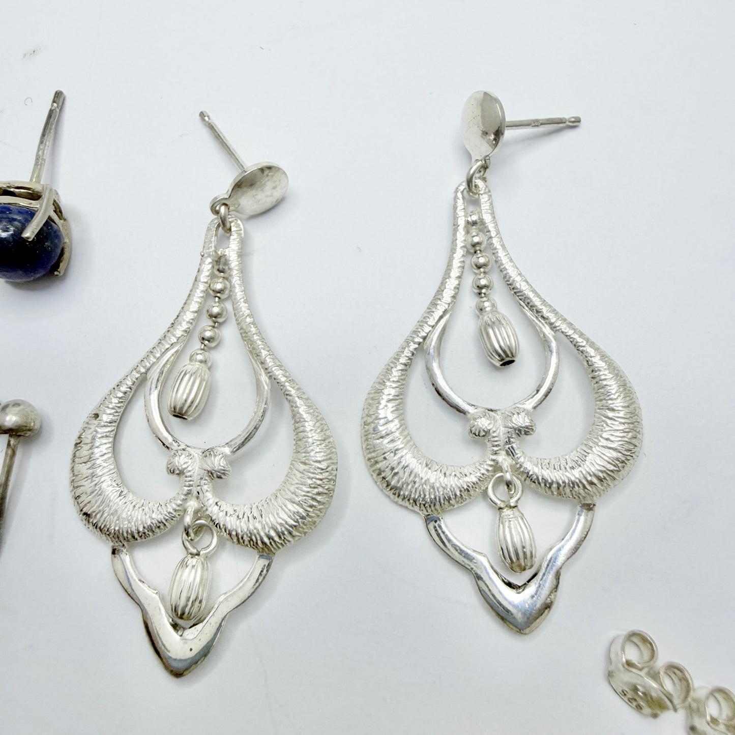 4 Vintage Pair of Solid Silver Earrings. Job-lot.