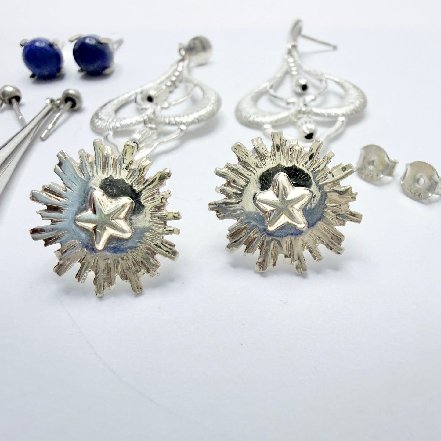 4 Vintage Pair of Solid Silver Earrings. Job-lot.