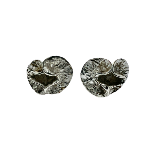 Theresia Hvorslev 1970s. Vintage Sterling Silver Stud Earrings. Design: Water Lily