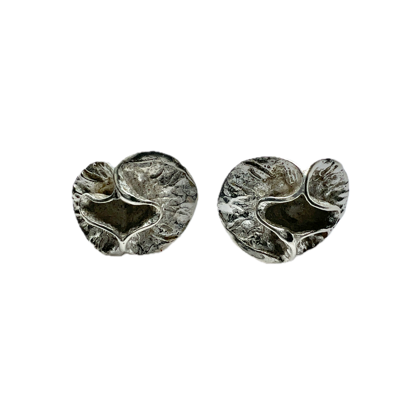 Theresia Hvorslev 1970s. Vintage Sterling Silver Stud Earrings. Design: Water Lily