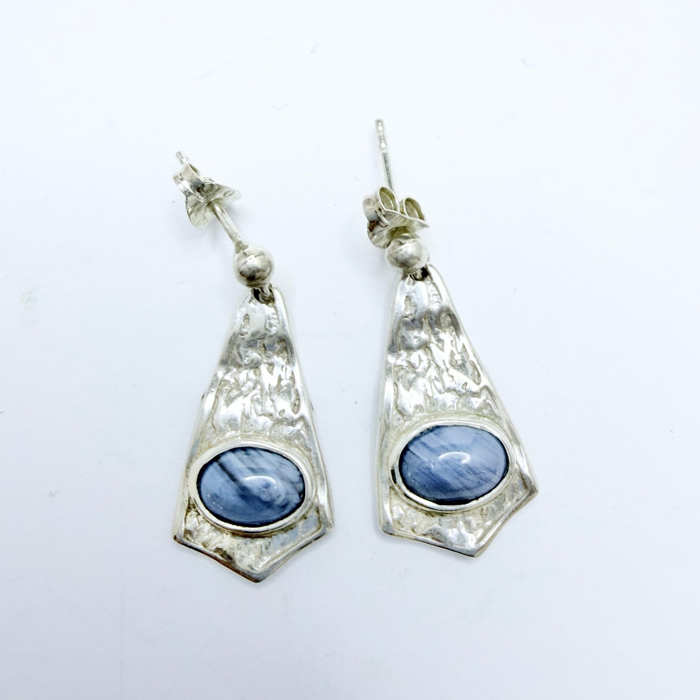 O Nordström, Sweden 1970-80s. Vintage Sterling Silver Bergslagen-stone Earrings.