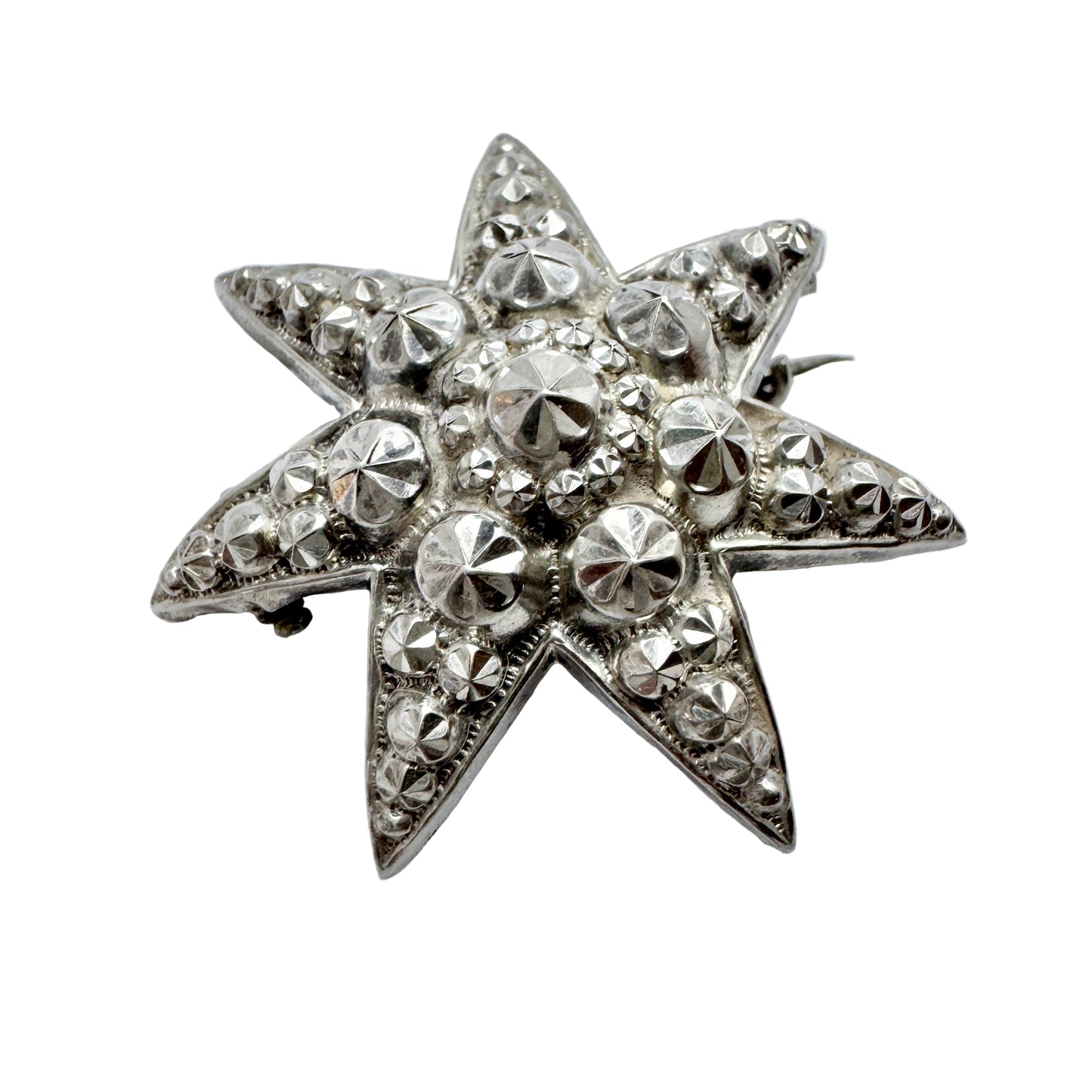 Sweden early 1900s. Antique Solid Silver Star Brooch.