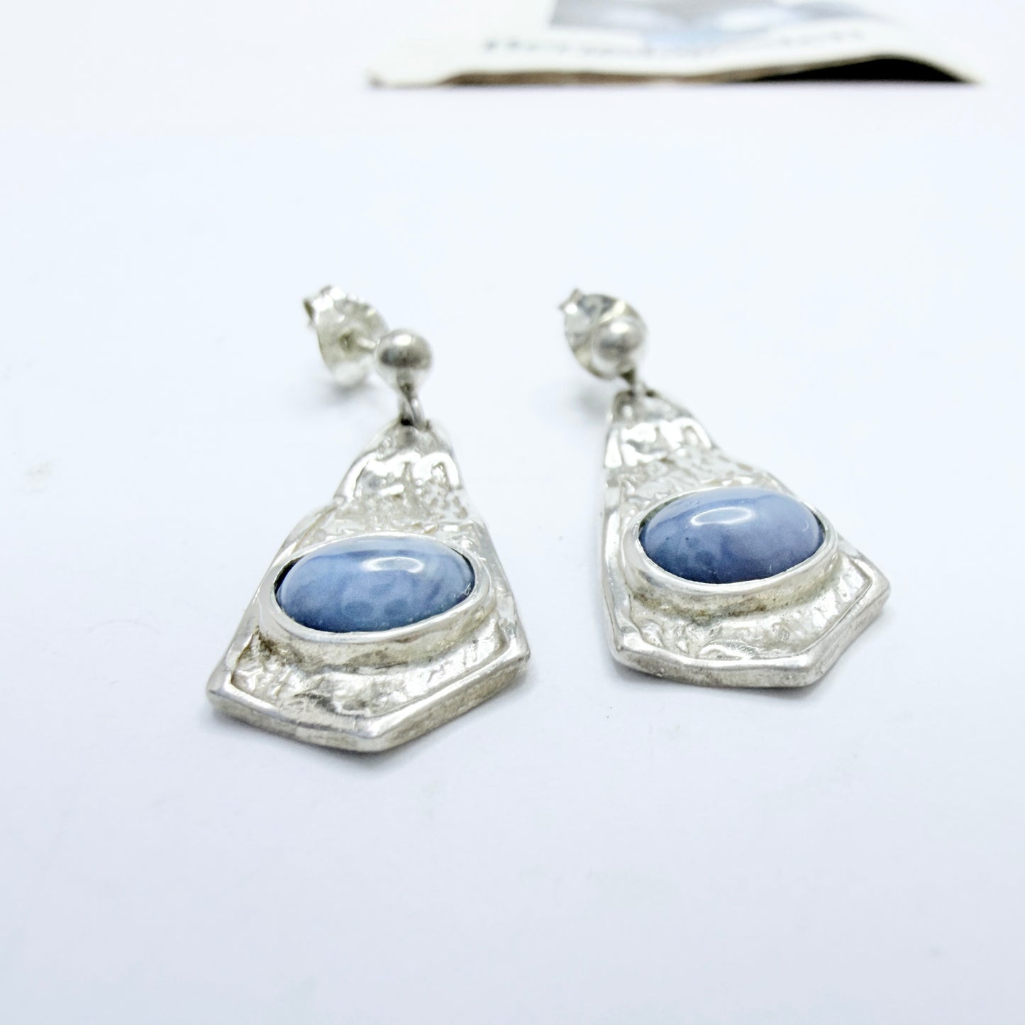 O Nordström, Sweden 1970-80s. Vintage Sterling Silver Bergslagen-stone Earrings.