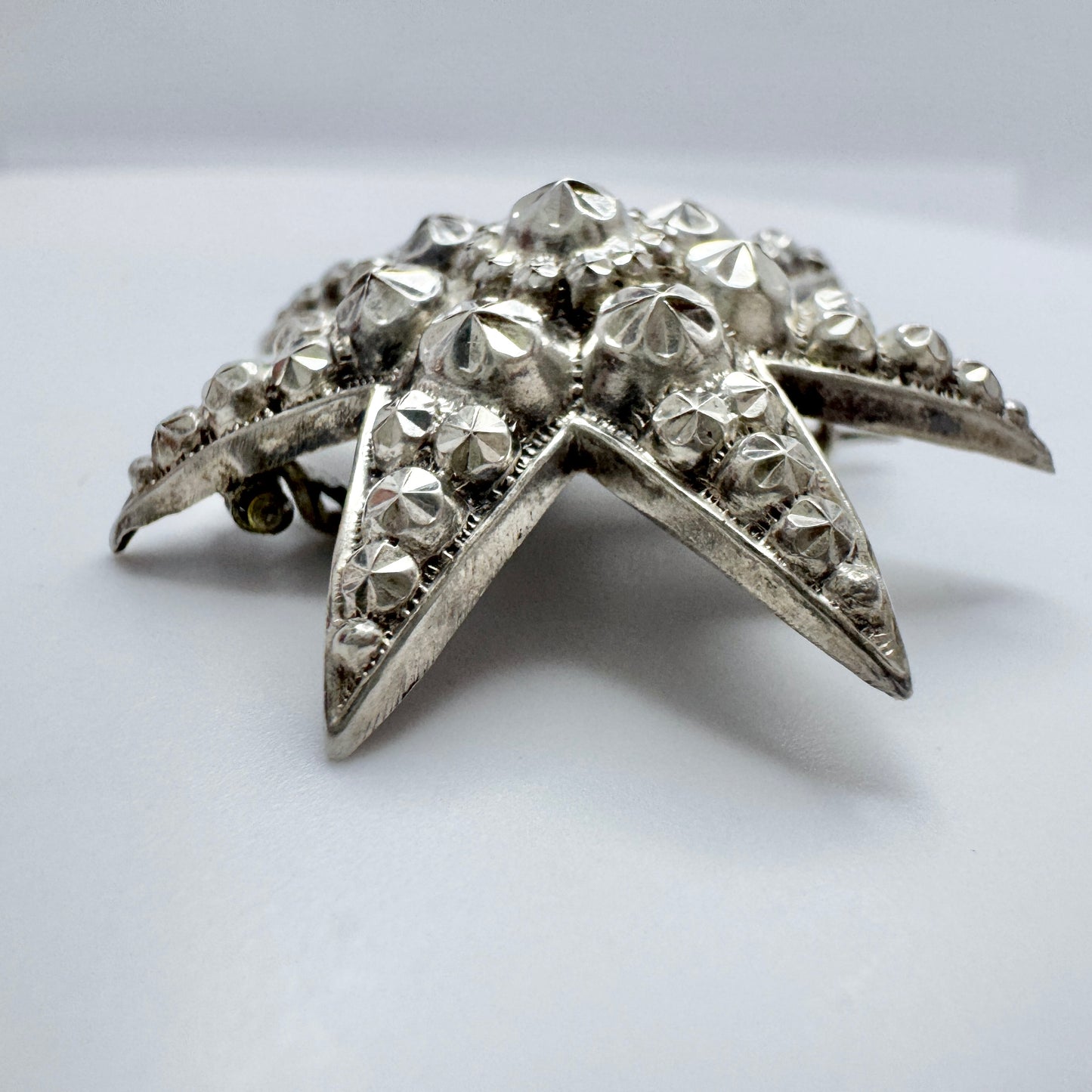 Sweden early 1900s. Antique Solid Silver Star Brooch.