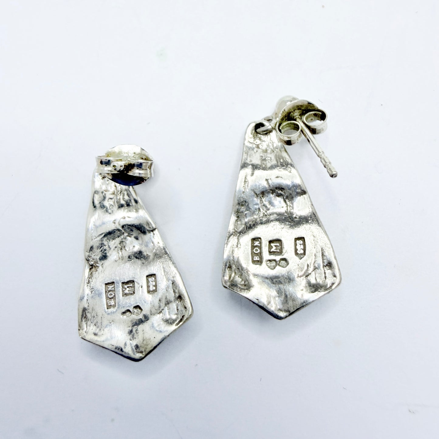 O Nordström, Sweden 1970-80s. Vintage Sterling Silver Bergslagen-stone Earrings.