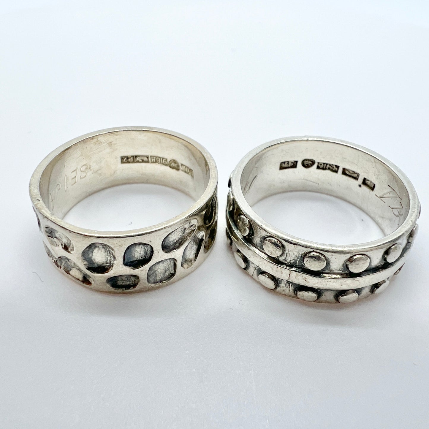 Two Vintage 1960s Solid Silver Finnish Silver Band Ring. Size 8 1/4.