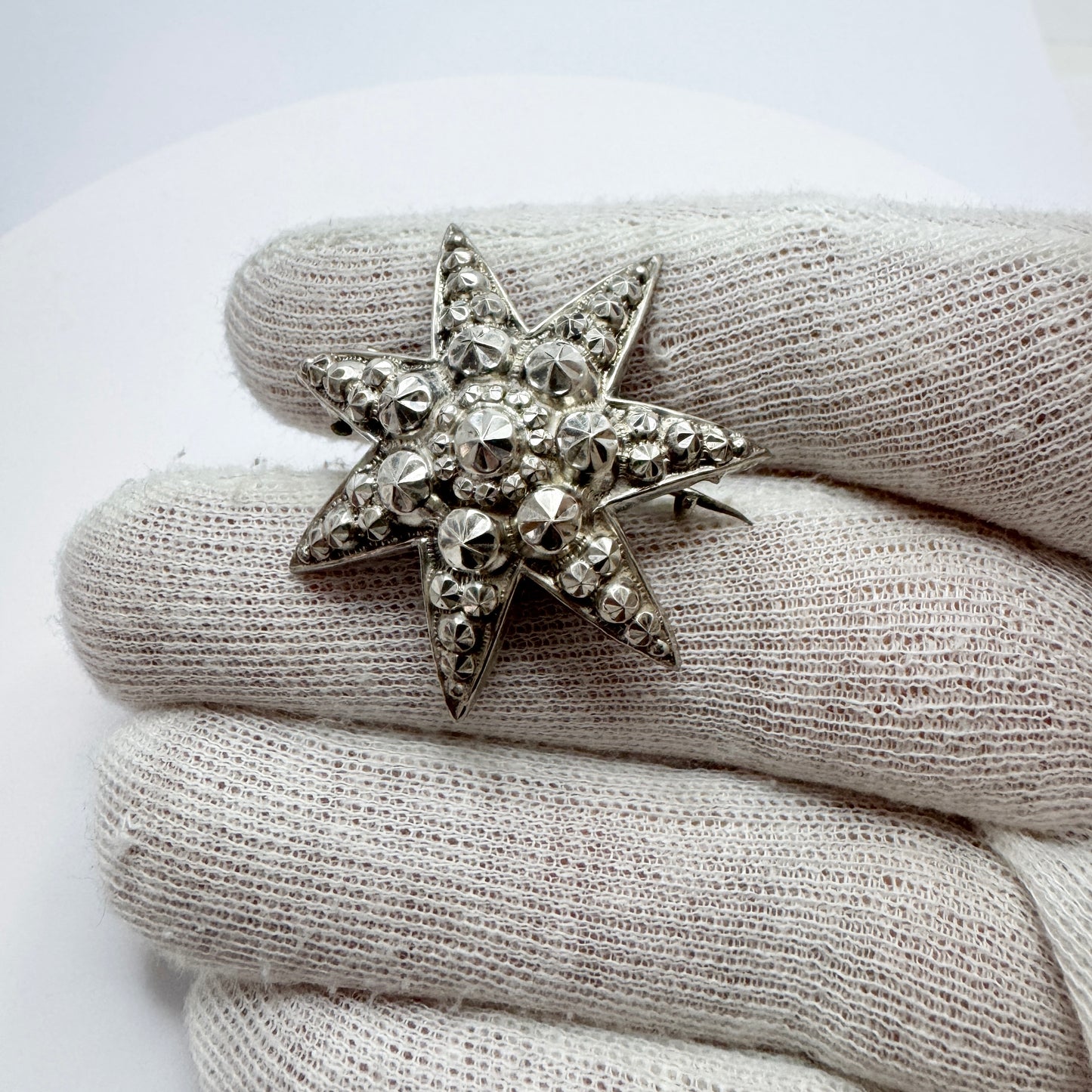 Sweden early 1900s. Antique Solid Silver Star Brooch.