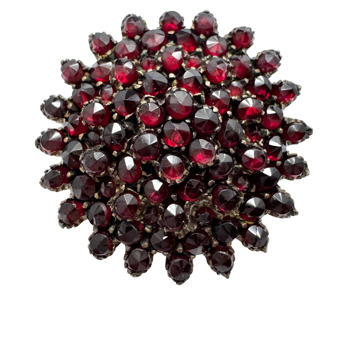 Antique c year 1900 Bohemian Garnet Gilt Metal Brooch