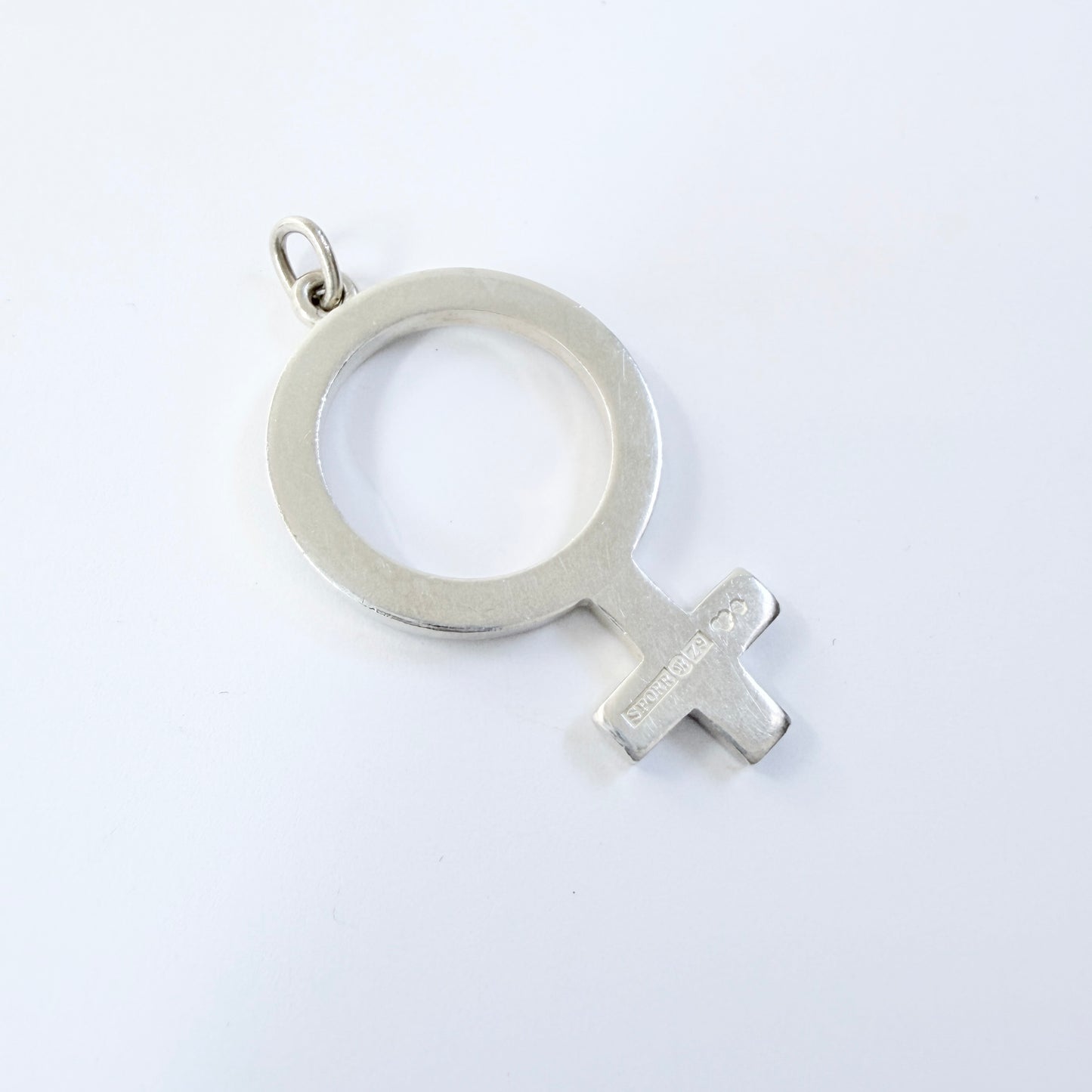 Sporrong, Sweden 1974. Vintage Solid Silver Venus Women's Liberation Movement Pendant.
