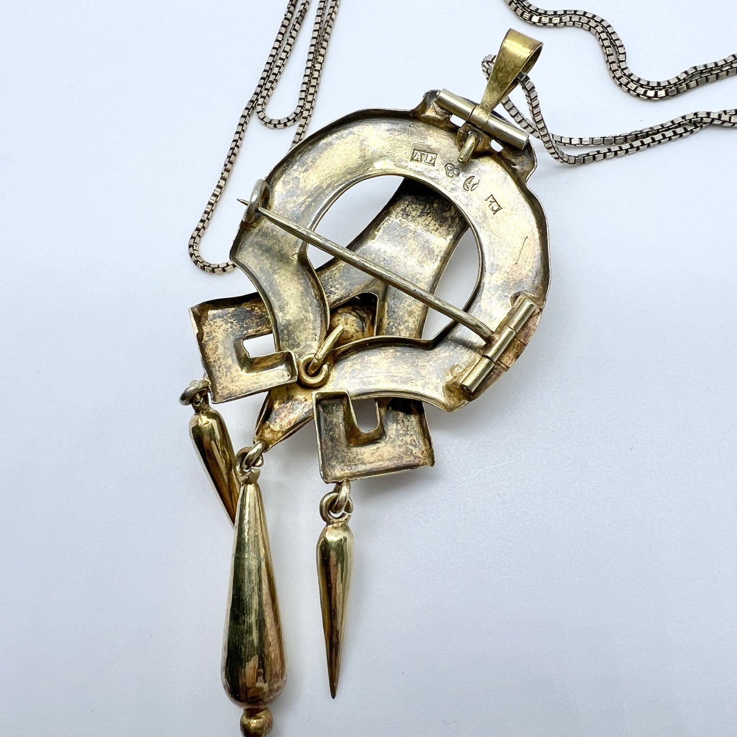 Anders Ekholm, Sweden 1881, Antique Victorian Solid Silver Pendant + Chain.