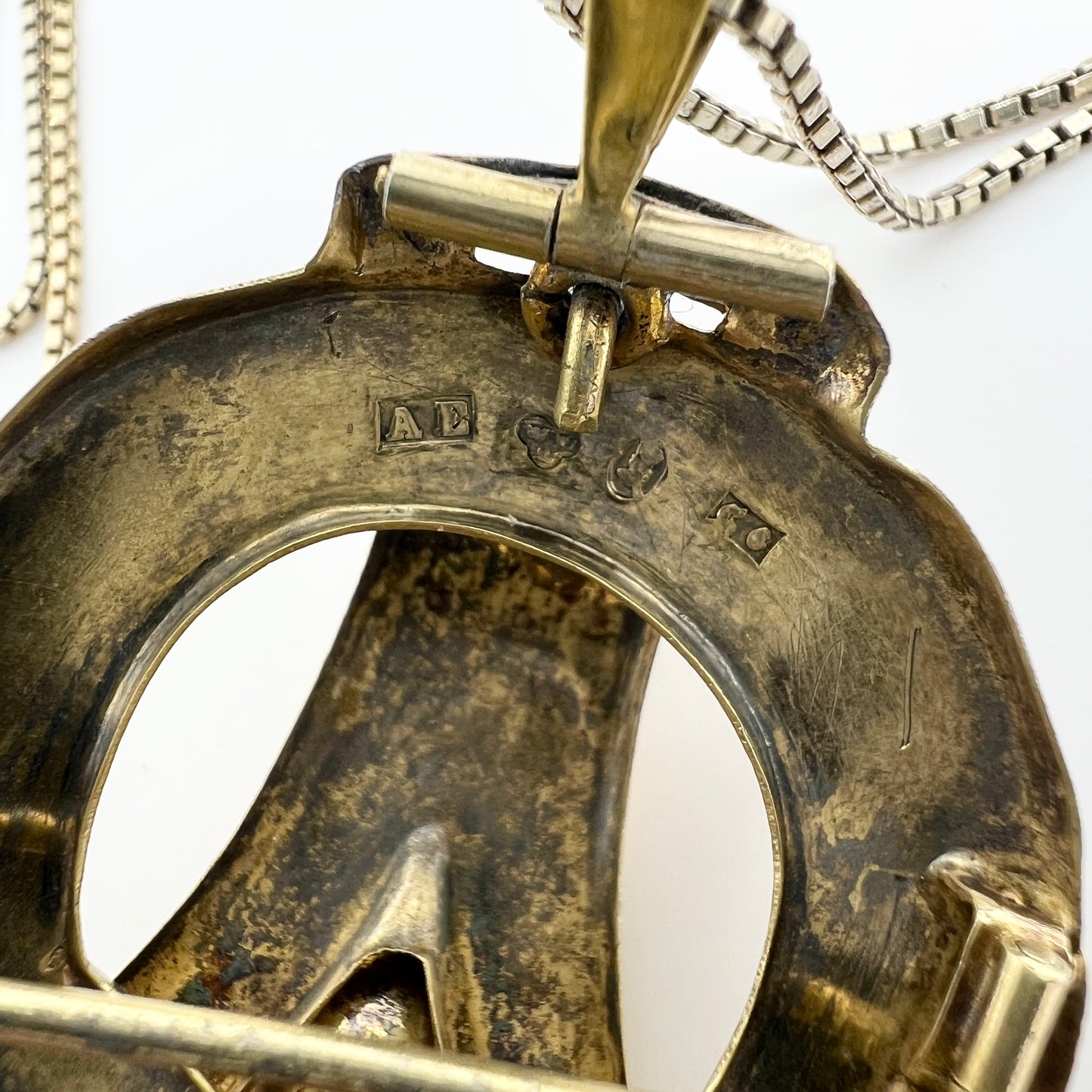 Anders Ekholm, Sweden 1881, Antique Victorian Solid Silver Pendant + Chain.
