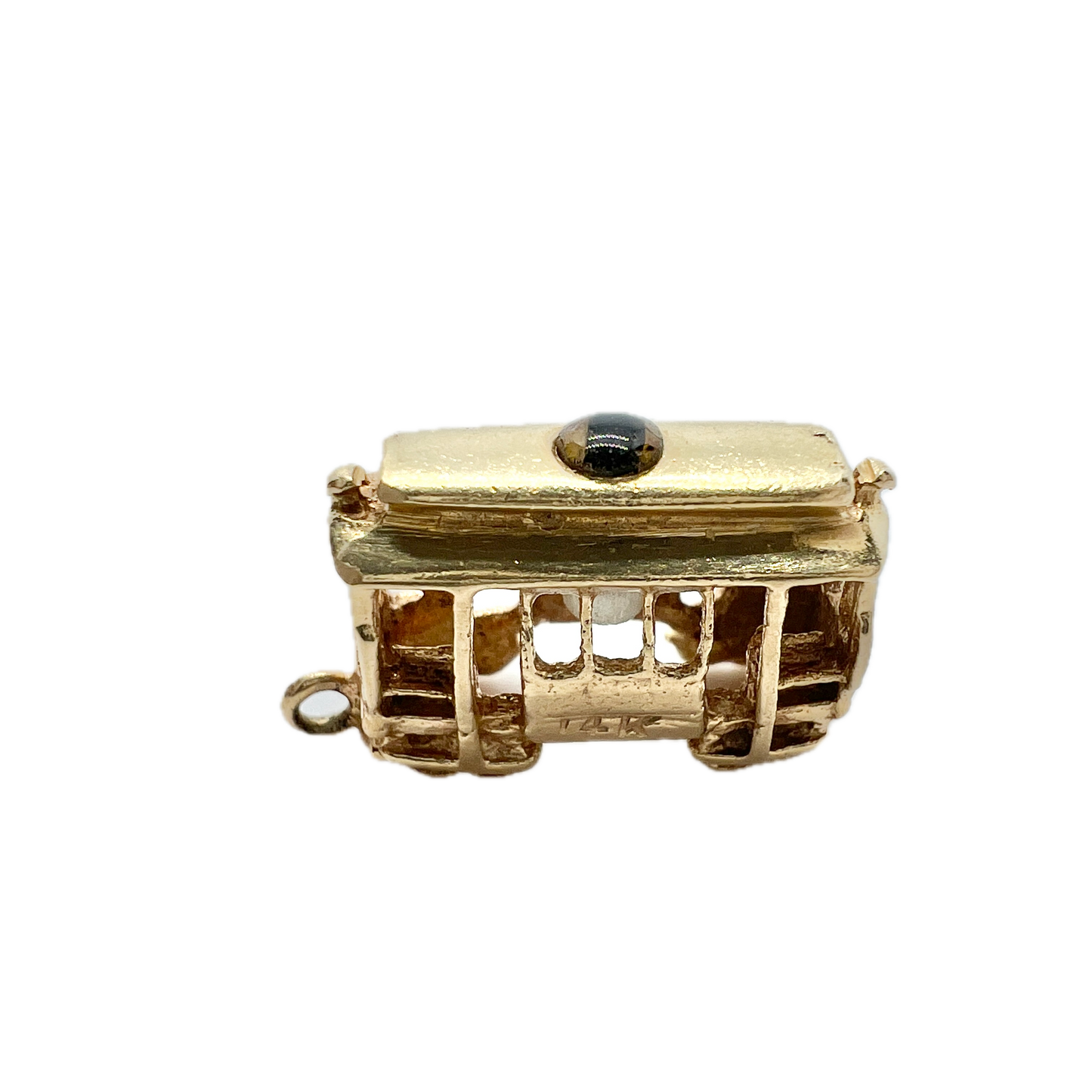 Vintage 14K Gold Quartz San Francisco Cable Car Charm.