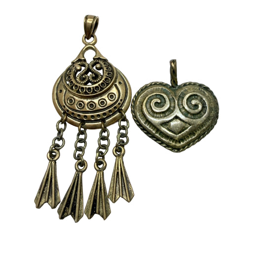 Two Vintage Scandinavian Bronze Pendants.
