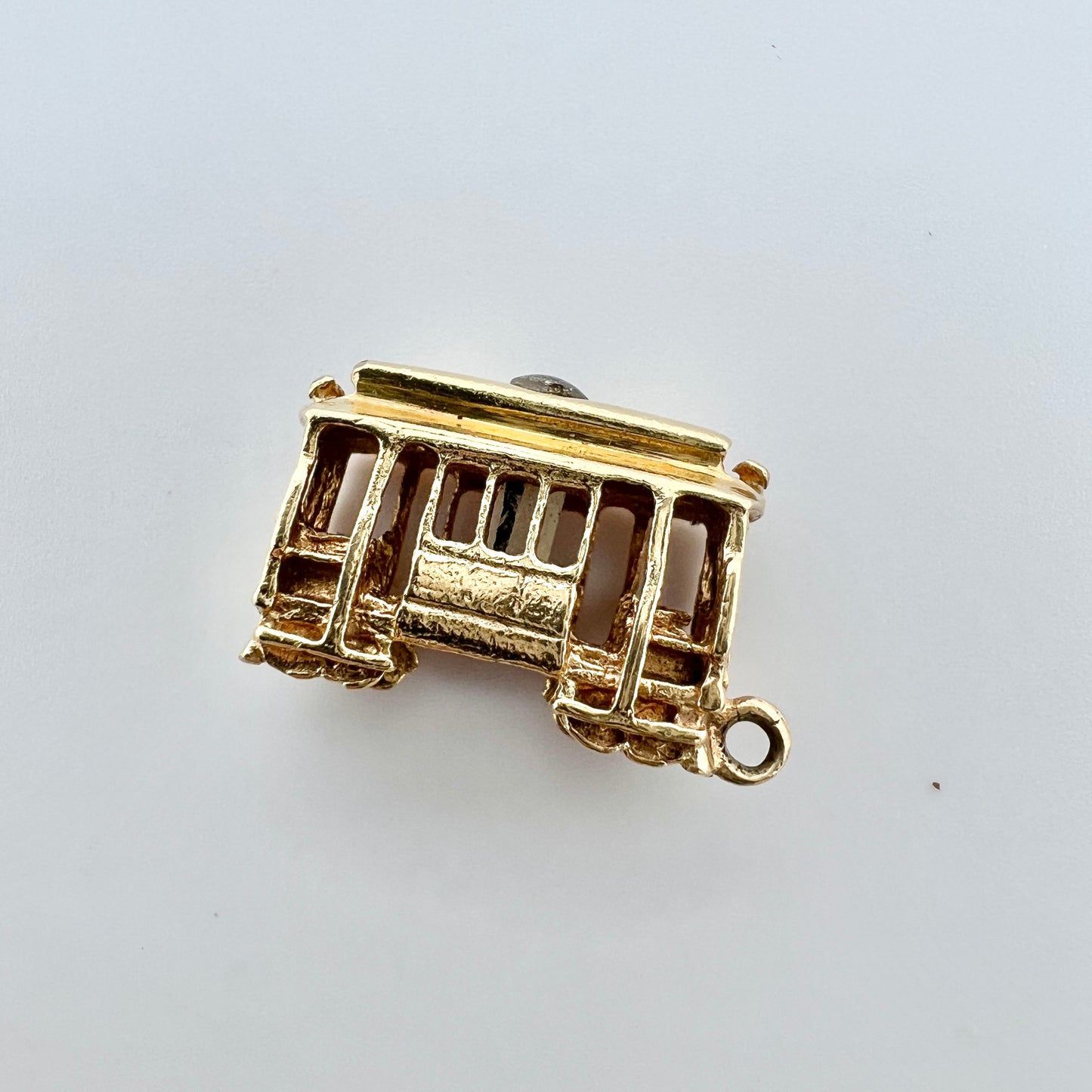 Vintage 14K Gold Quartz San Francisco Cable Car Charm.