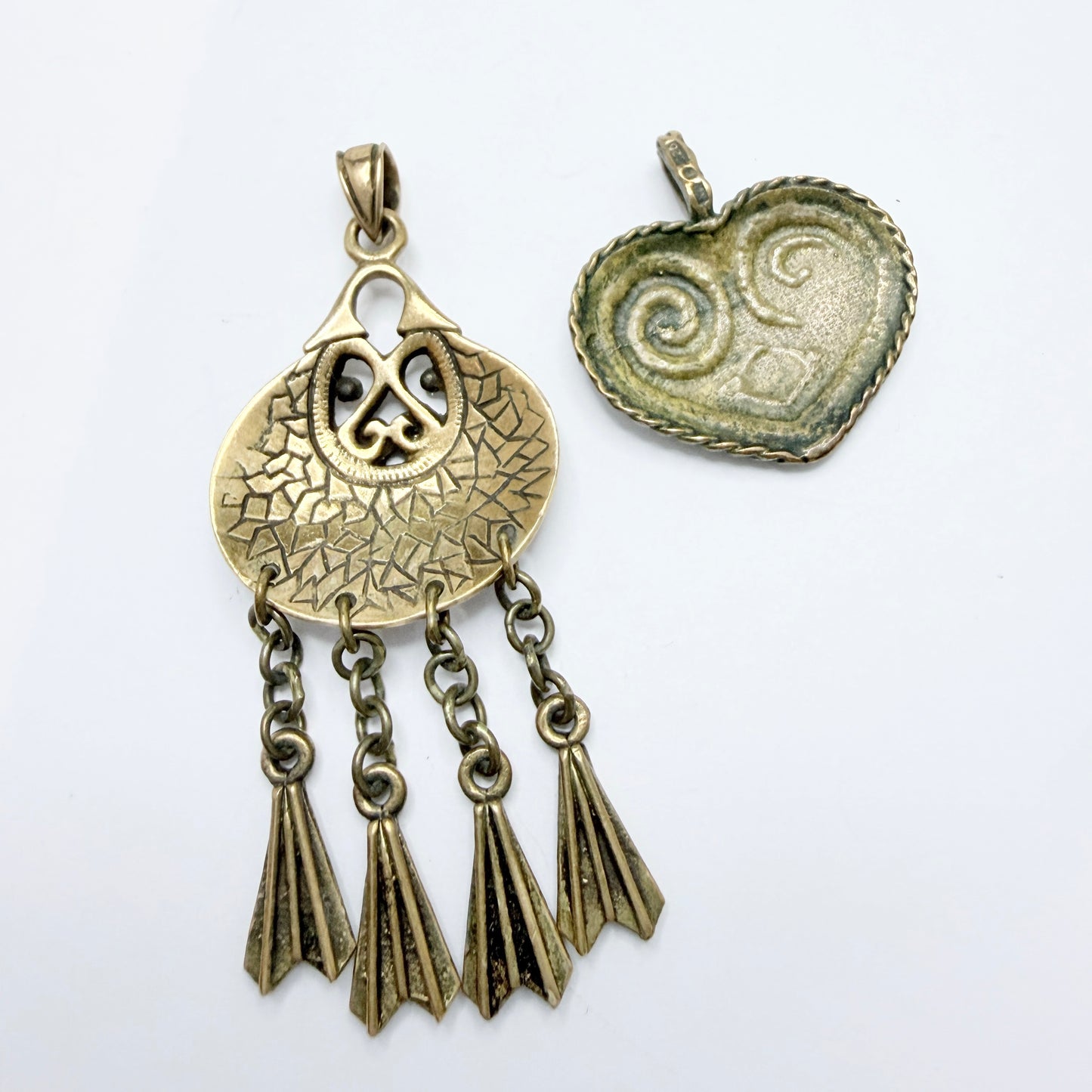 Two Vintage Scandinavian Bronze Pendants.
