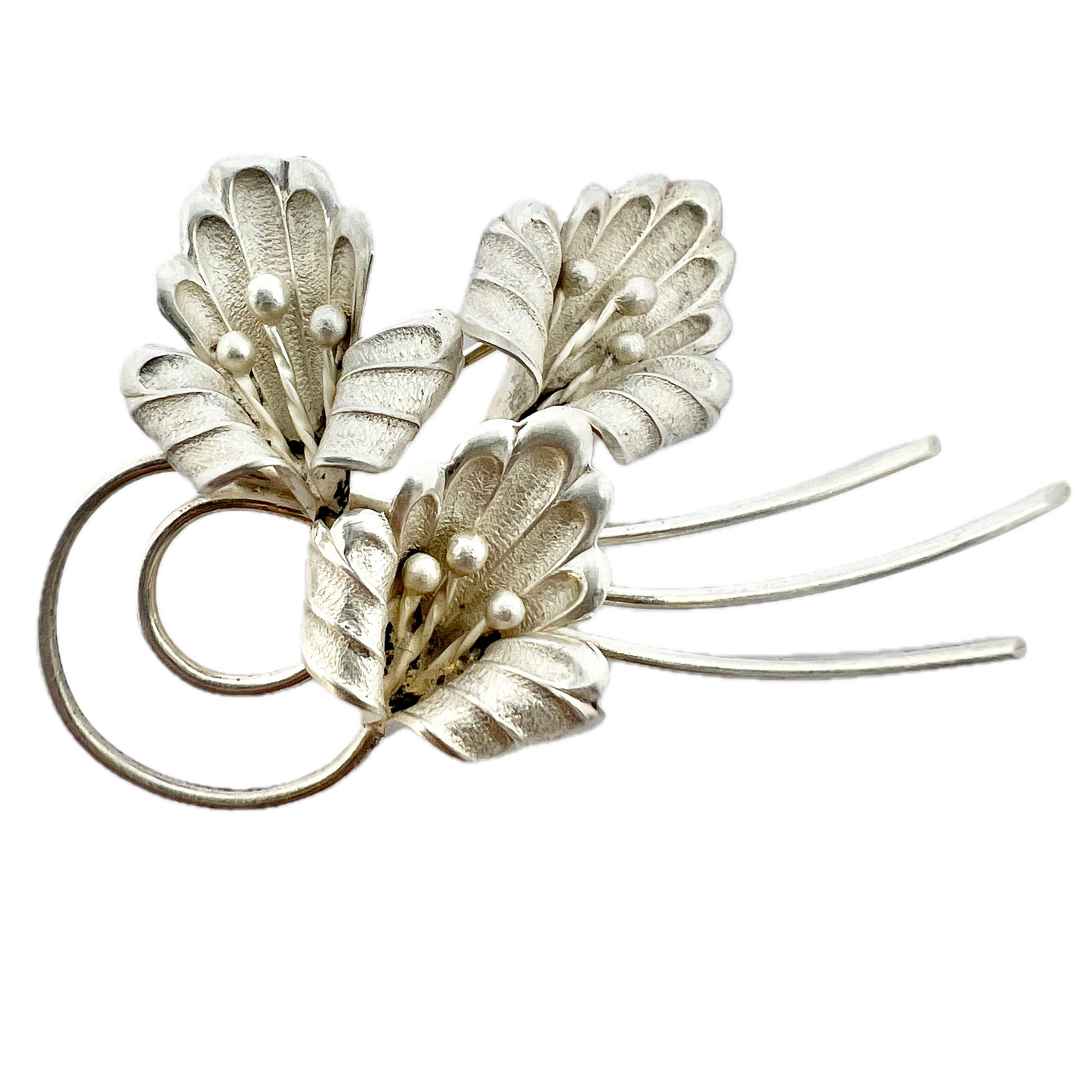 Elis Kauppi, Kupittaan Kulta Finland 1950s. Solid Silver Floral Brooch.