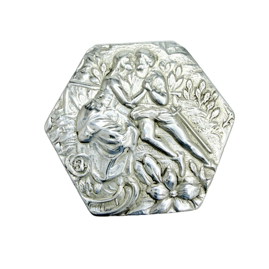 Hanau, Germany ca 1900. Antique Solid Silver Pill Trinket Box.