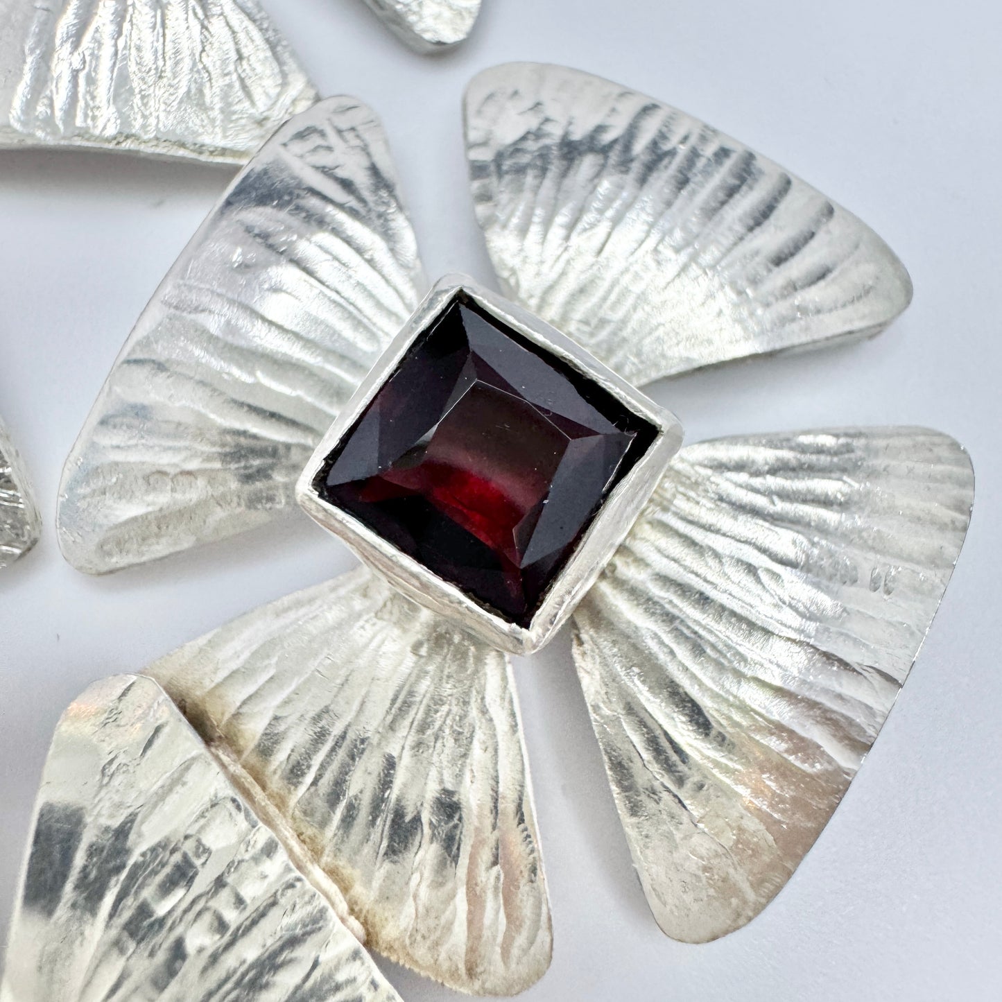 Sweden. Large Vintage Sterling Silver Synthetic Spinels Pendant.