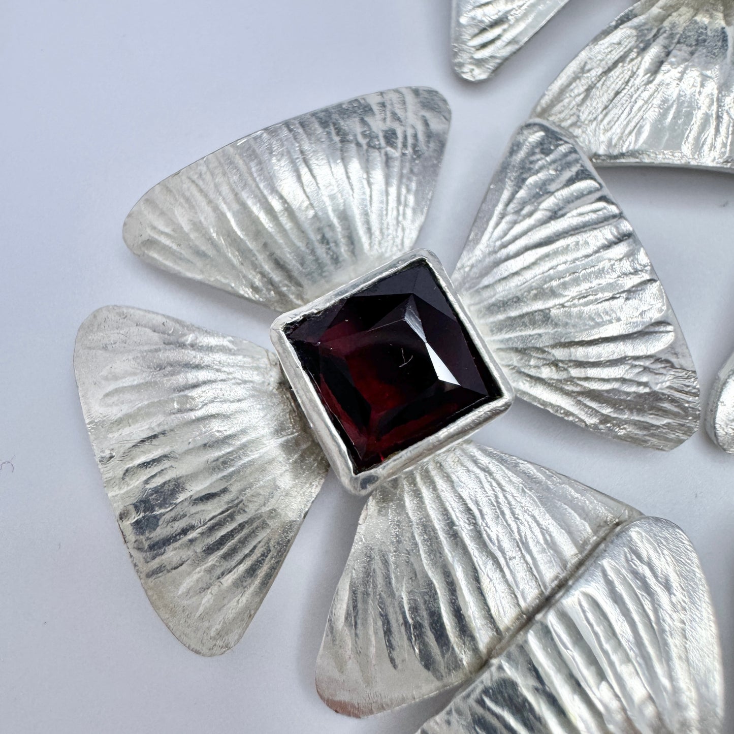 Sweden. Large Vintage Sterling Silver Synthetic Spinels Pendant.