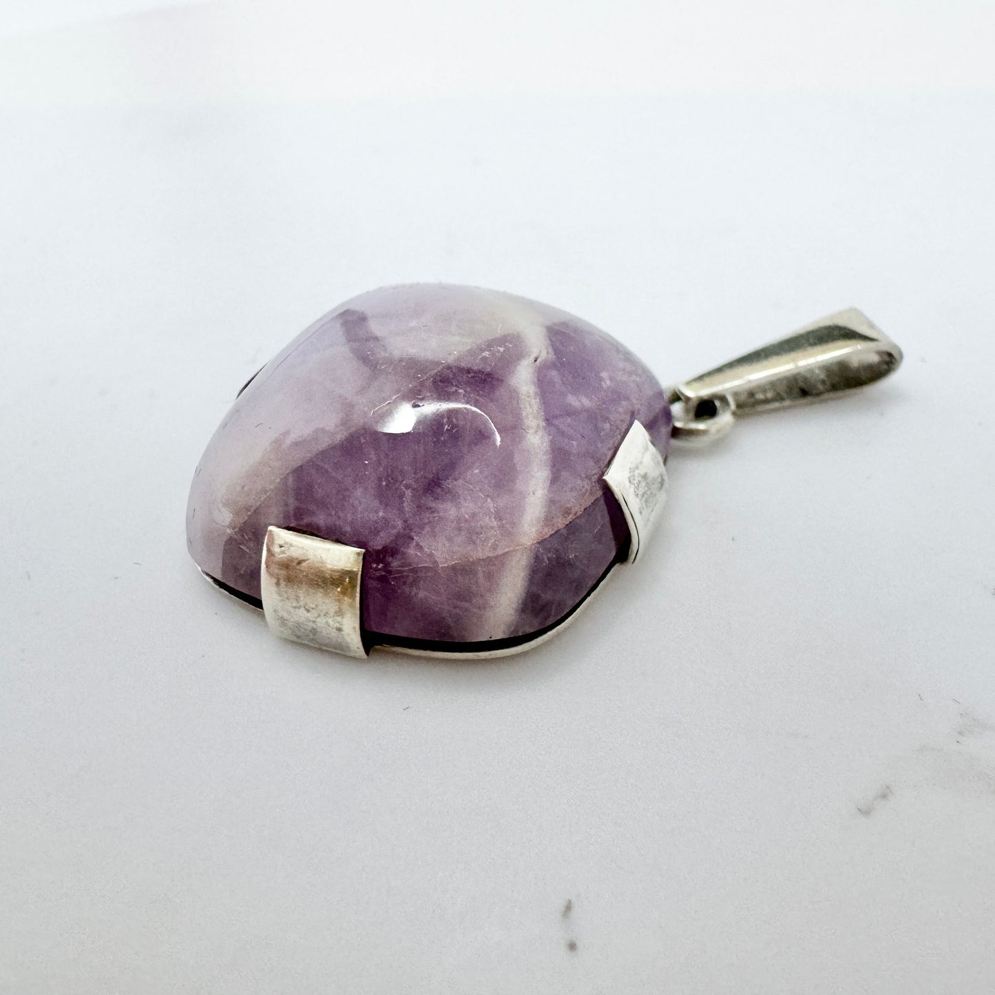 Pentti Oksanen, Finland 1967. Vintage Solid Silver Amethyst Pendant.