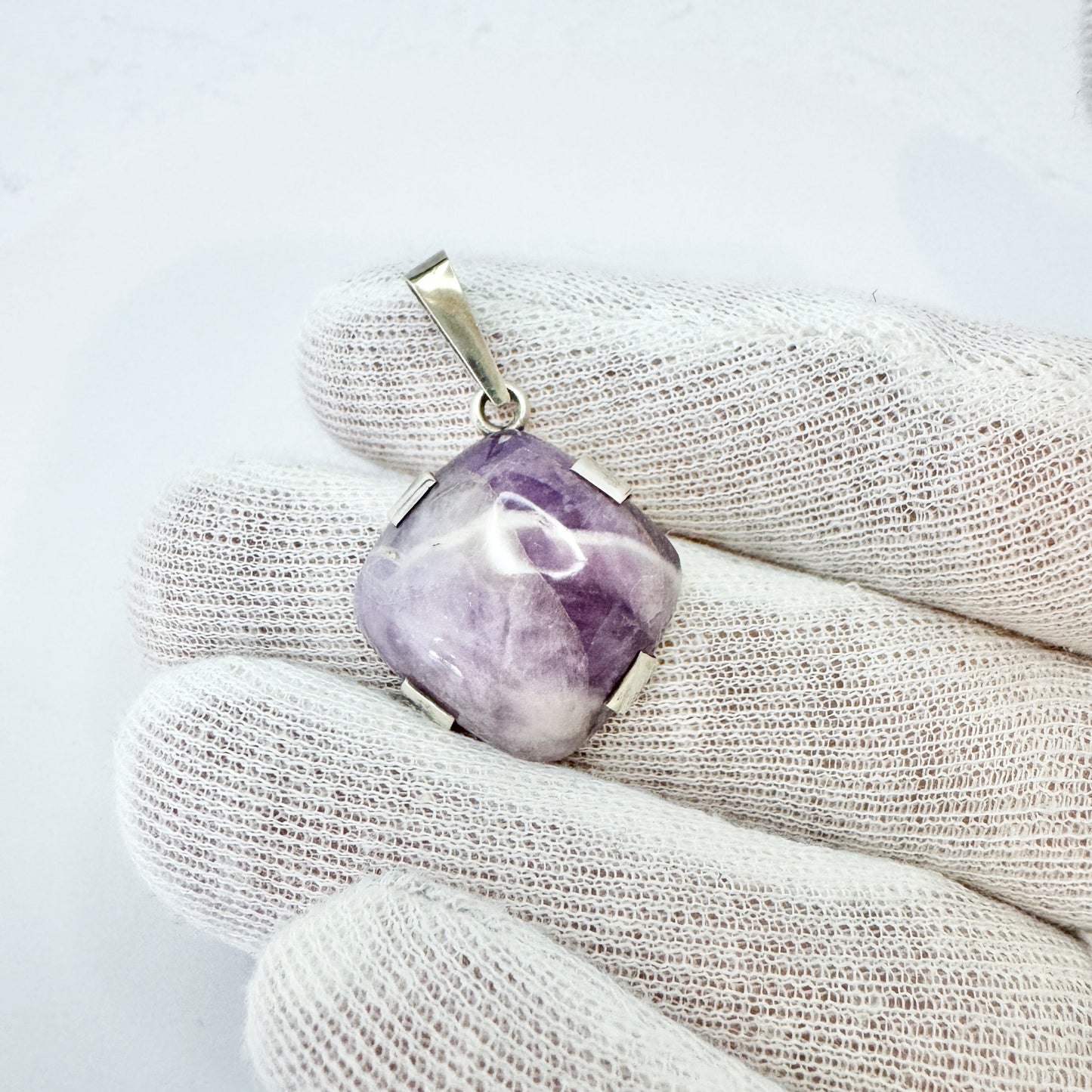 Pentti Oksanen, Finland 1967. Vintage Solid Silver Amethyst Pendant.