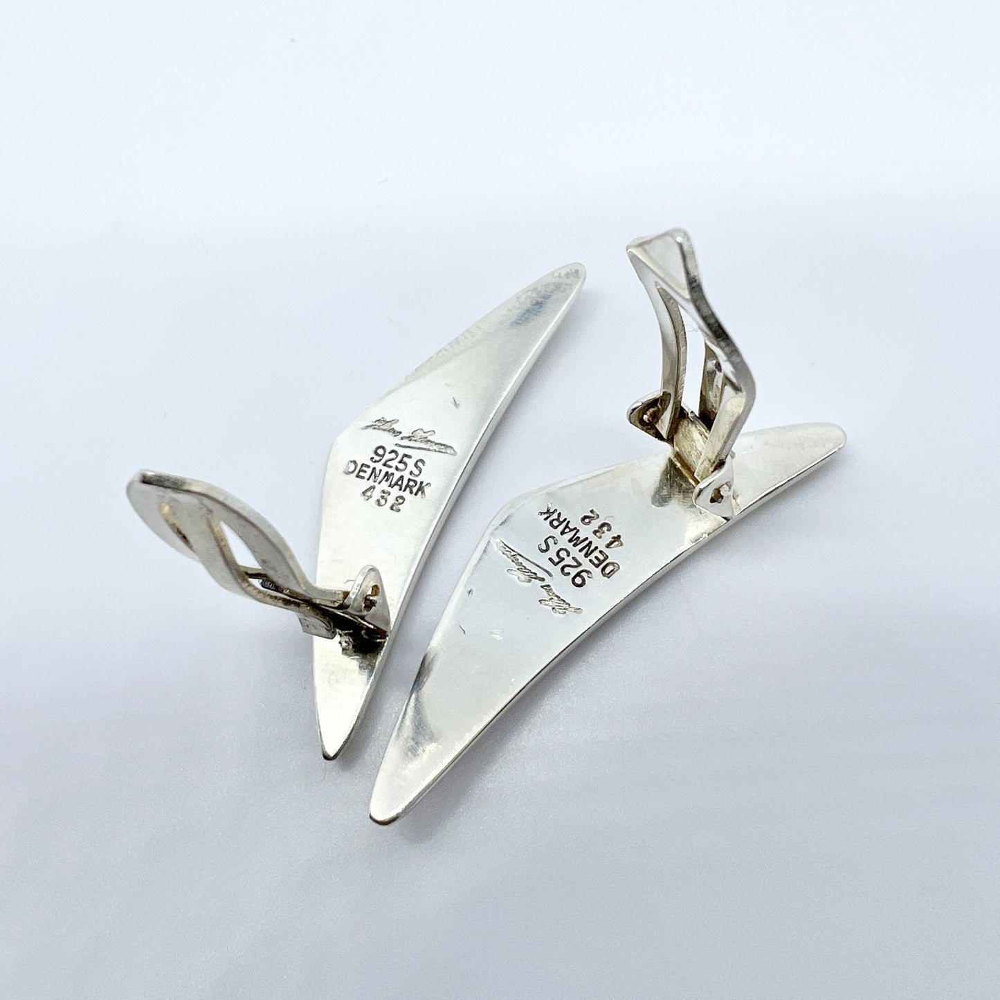 Bent Gabrielsen for Hans Hansen, Denmark 1960s. Vintage Sterling Silver Earrings. Design 432