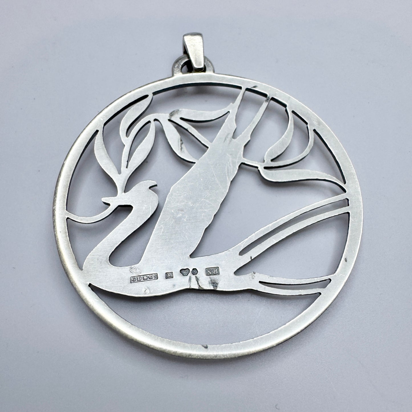 G Dahlgren, Sweden 1944. Large Vintage WW2-era Sterling Silver Swallow of Peace Pendant