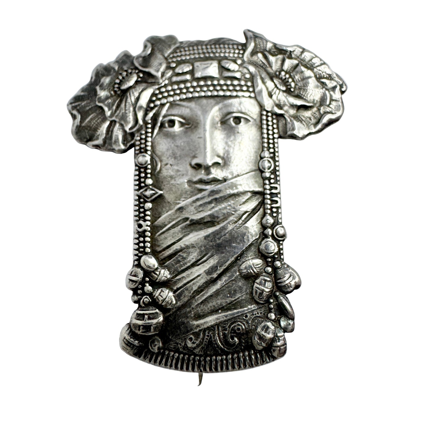 Vintage Art Nouveau Style Silver-plated Brooch.