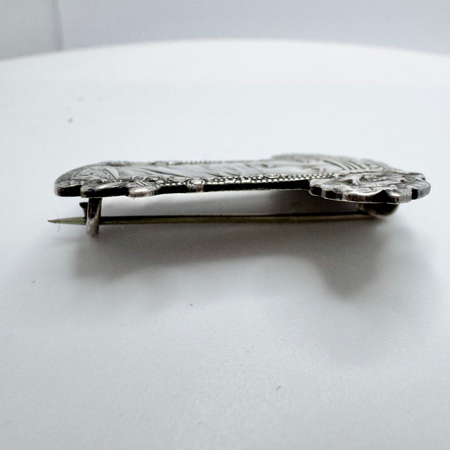 Vintage Art Nouveau Style Silver-plated Brooch.