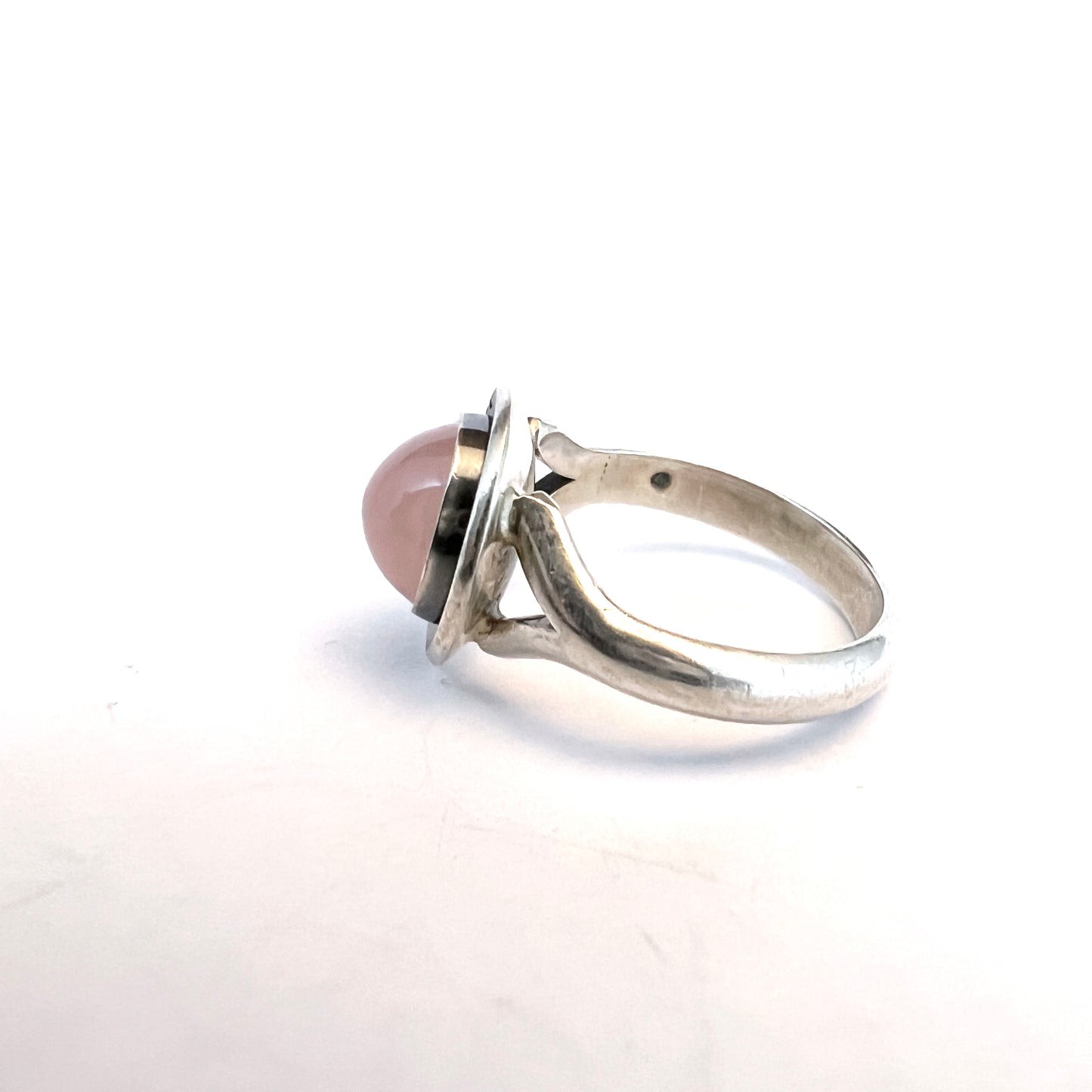 Niels Erik From, Denmark 1950s. Sterling Silver Rose Quartz Ring.