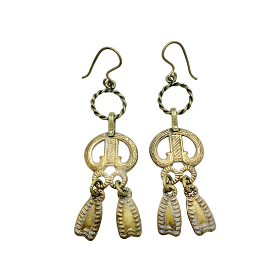 Kalevala Koru, Finland. Vintage Bronze Bangle Earrings.