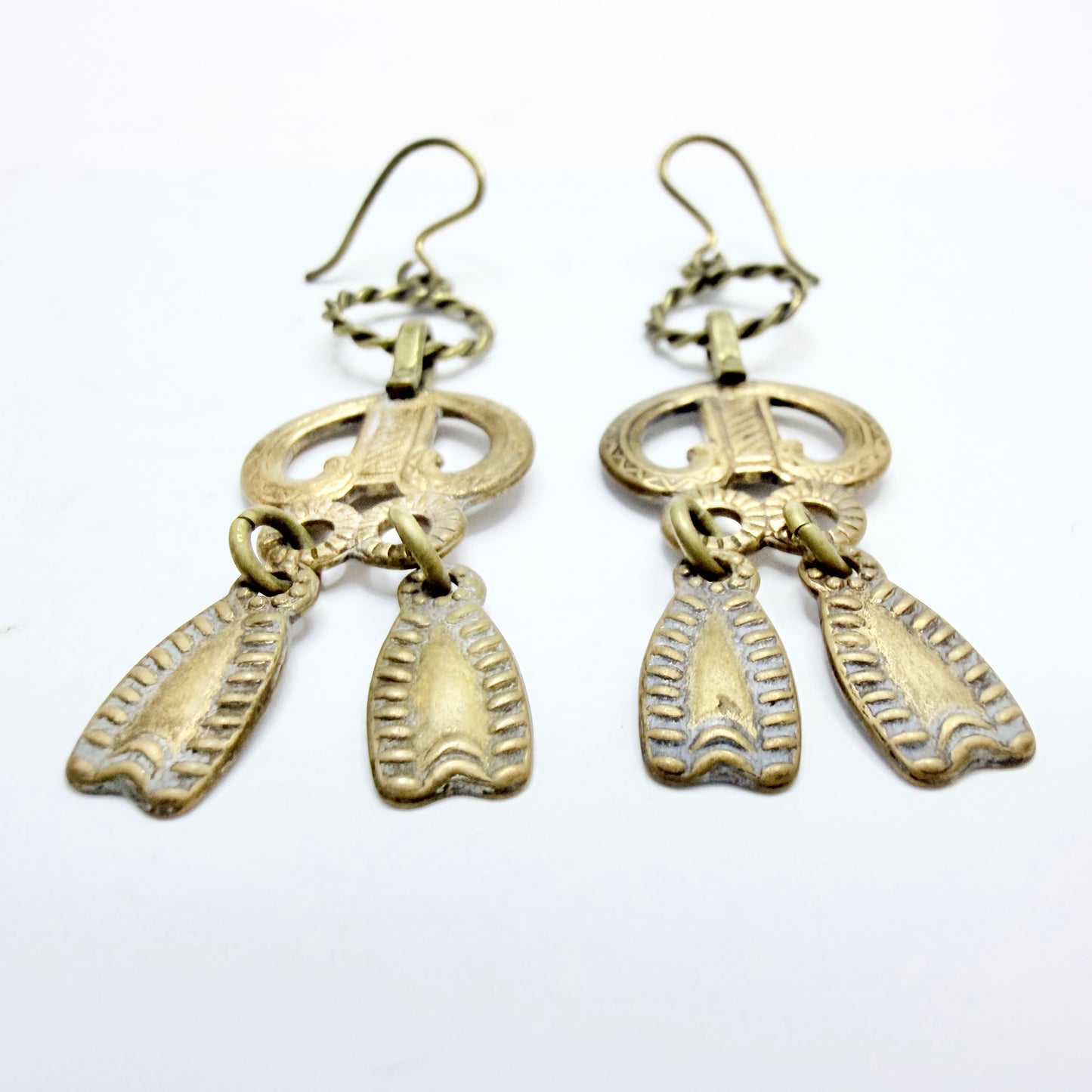 Kalevala Koru, Finland. Vintage Bronze Bangle Earrings.