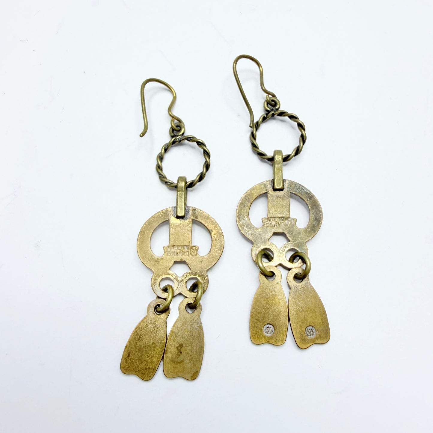 Kalevala Koru, Finland. Vintage Bronze Bangle Earrings.