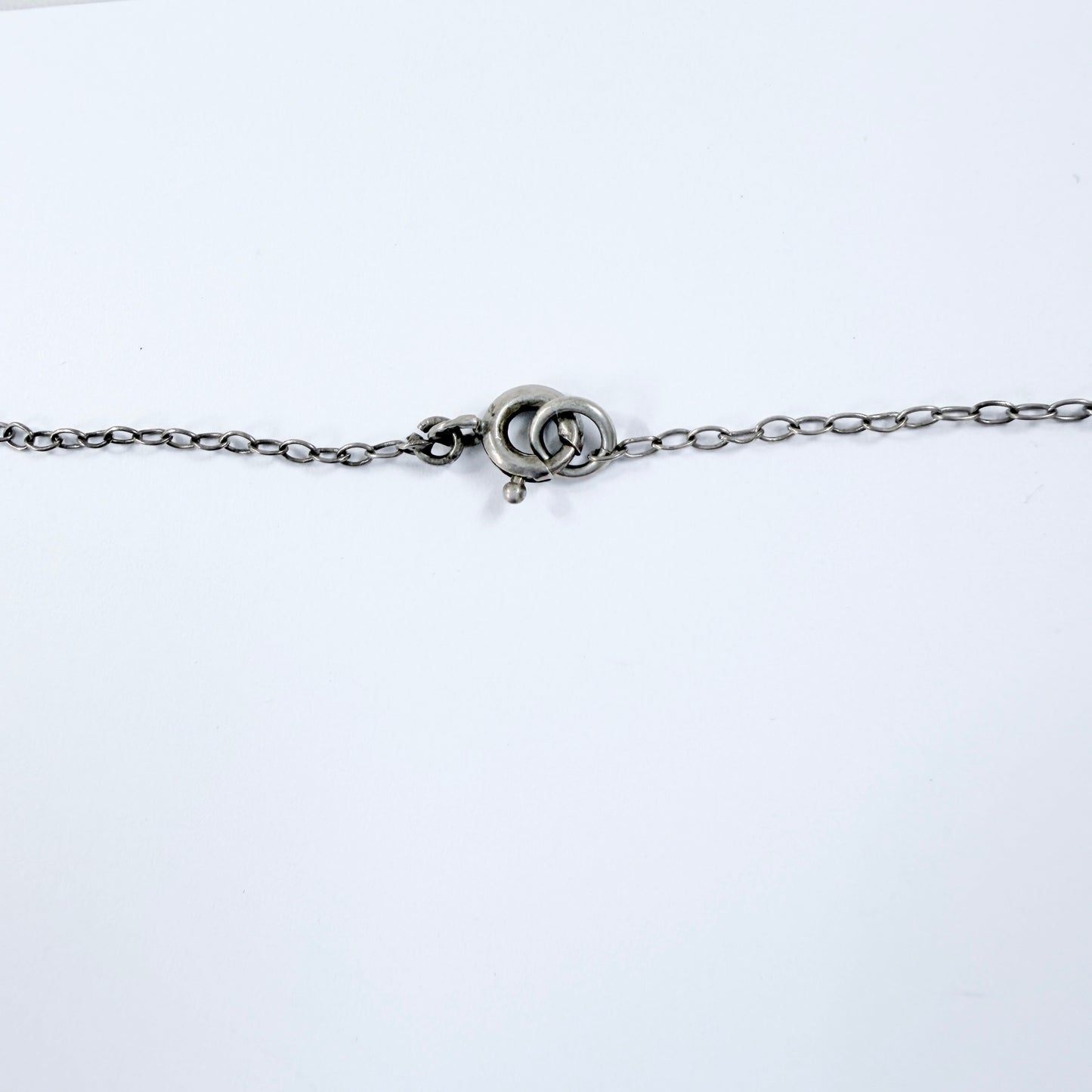 Antique ca 1920 Solid Silver Hematite Négligée Necklace.