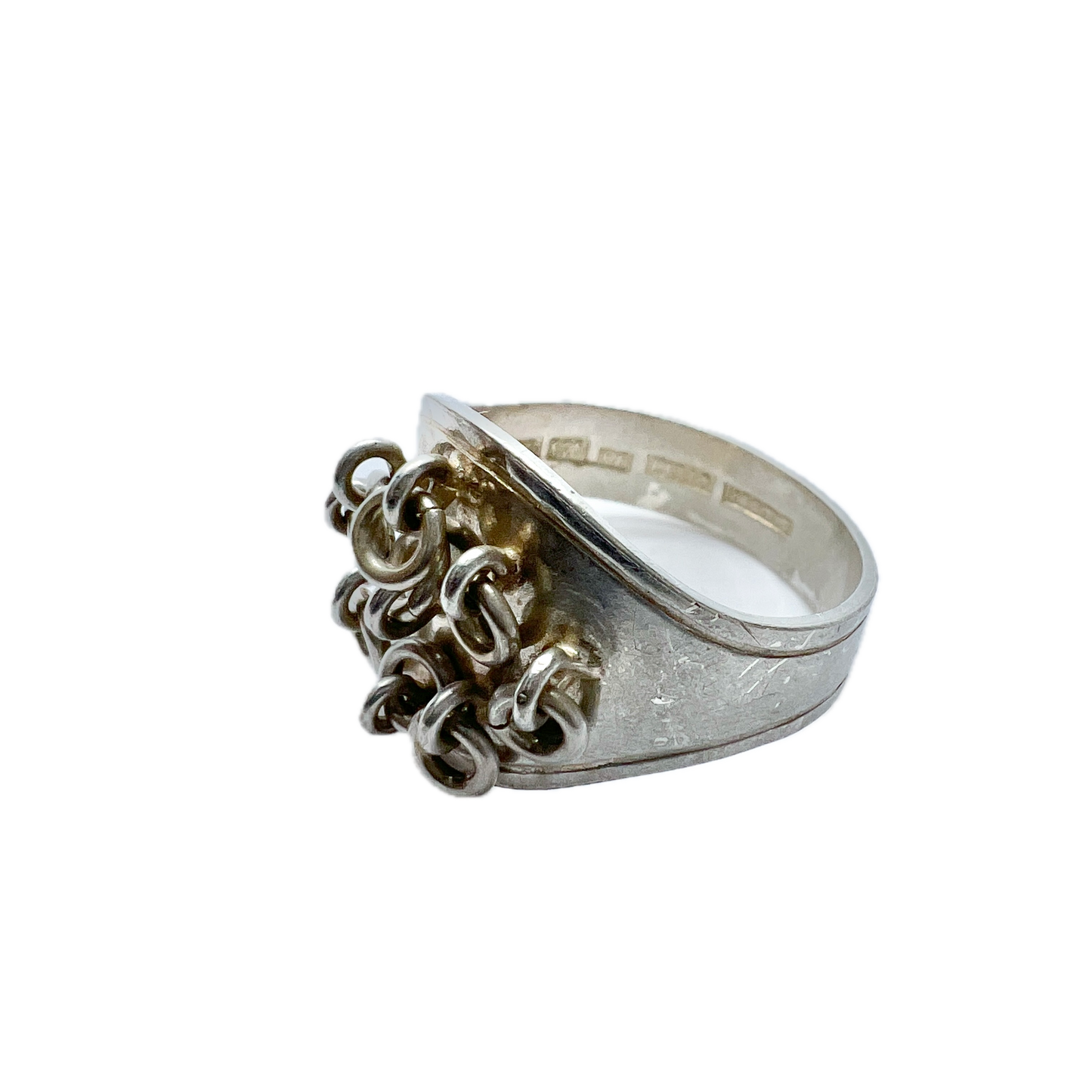 PELLO, Finland. Vintage Sterling Silver Traditional Sami Laplander Ring.