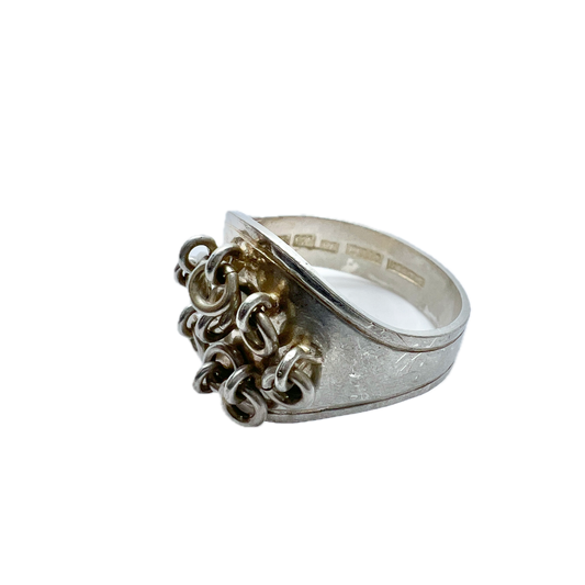 PELLO, Finland. Vintage Sterling Silver Traditional Sami Laplander Ring.