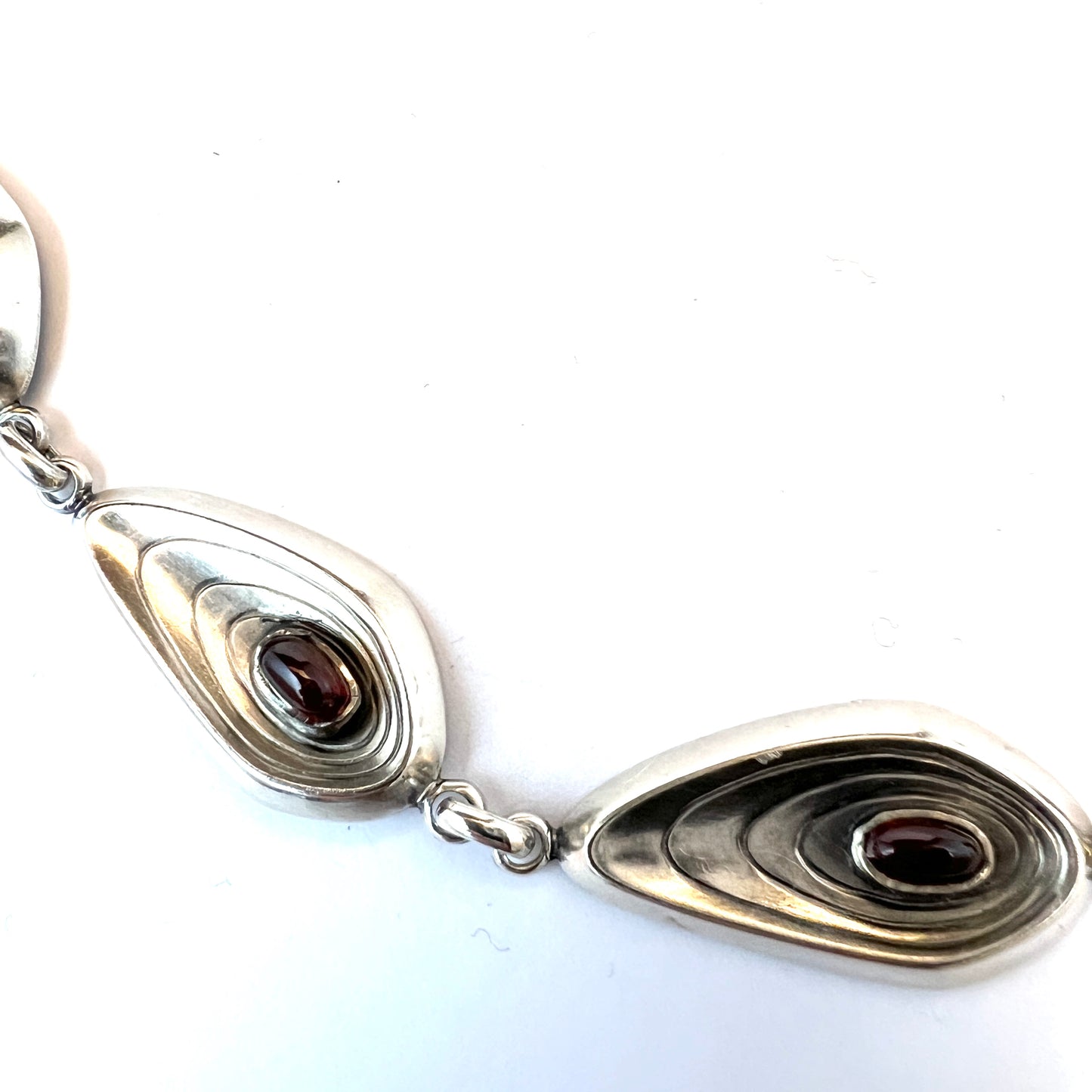 Gillgren for Dahlgren, Sweden 1955. Solid Silver Deep Red Paste Stone Necklace. Signed