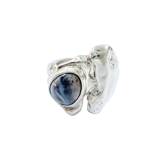 Sweden 1970s. vintage Sterling Silver Bergslagen-stone Ring.
