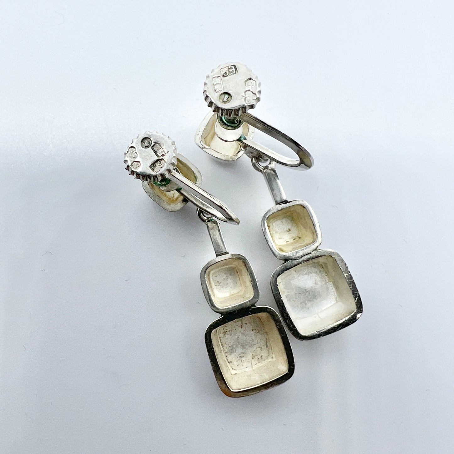 Sigurd Persson for Stigbert, Sweden 1954. Vintage Iconic Cube Design Sterling Silver Earrings.