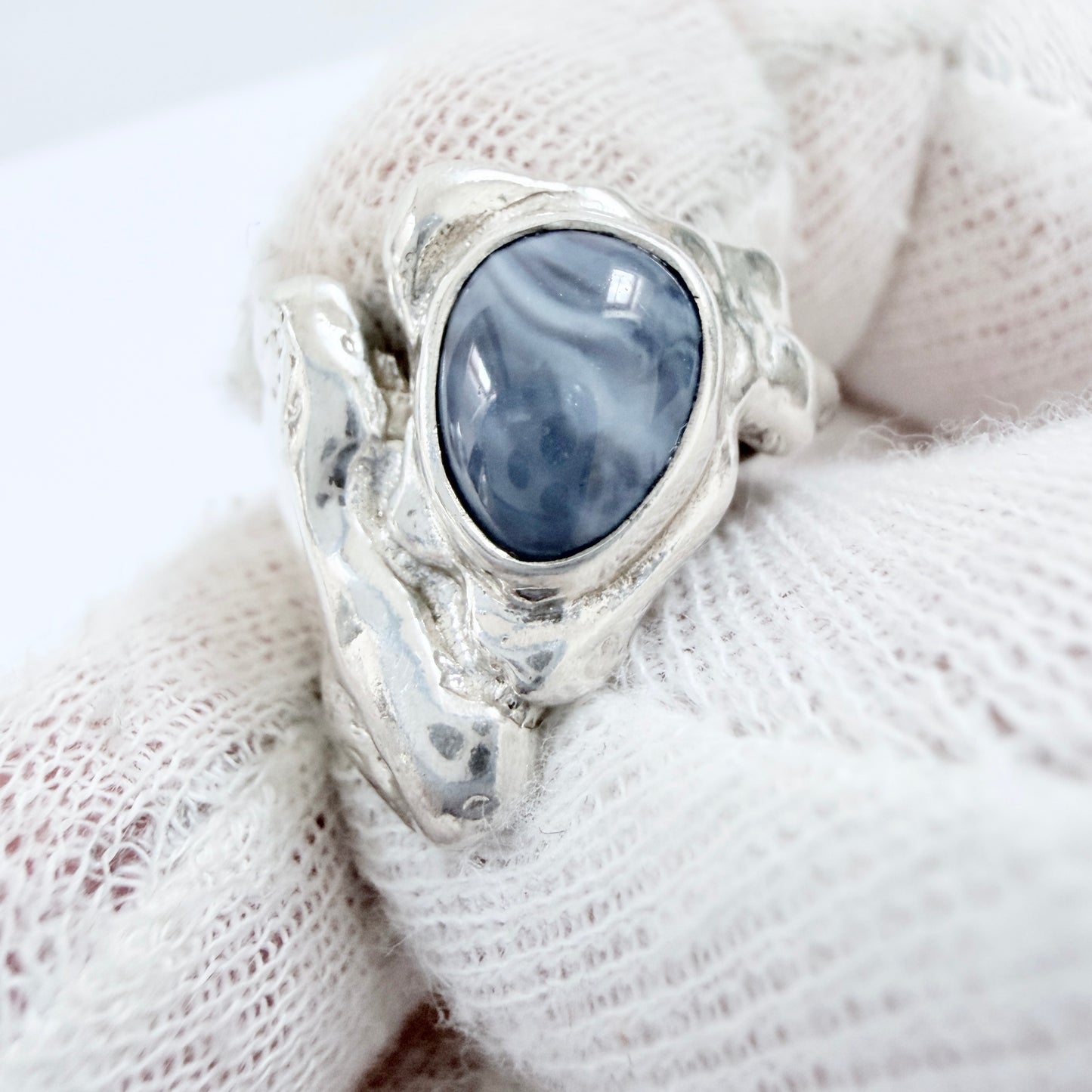 Sweden 1970s. vintage Sterling Silver Bergslagen-stone Ring.