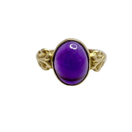 H O/Y. Finland 1941. Rare WW2-era 18k Gold Amethyst Ring.