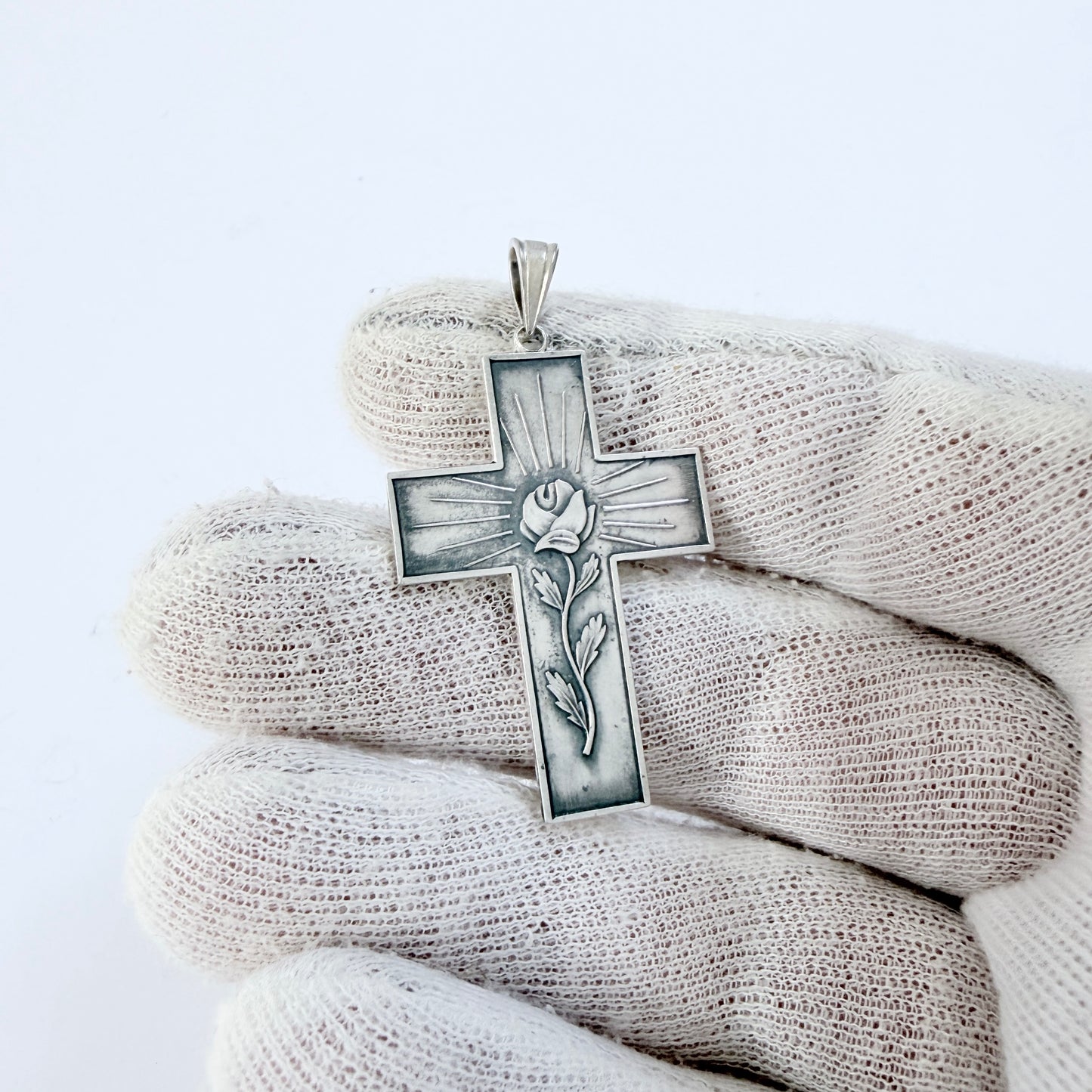 Nils Widberg, Sweden 1957. Vintage Solid Silver Cross Pendant.