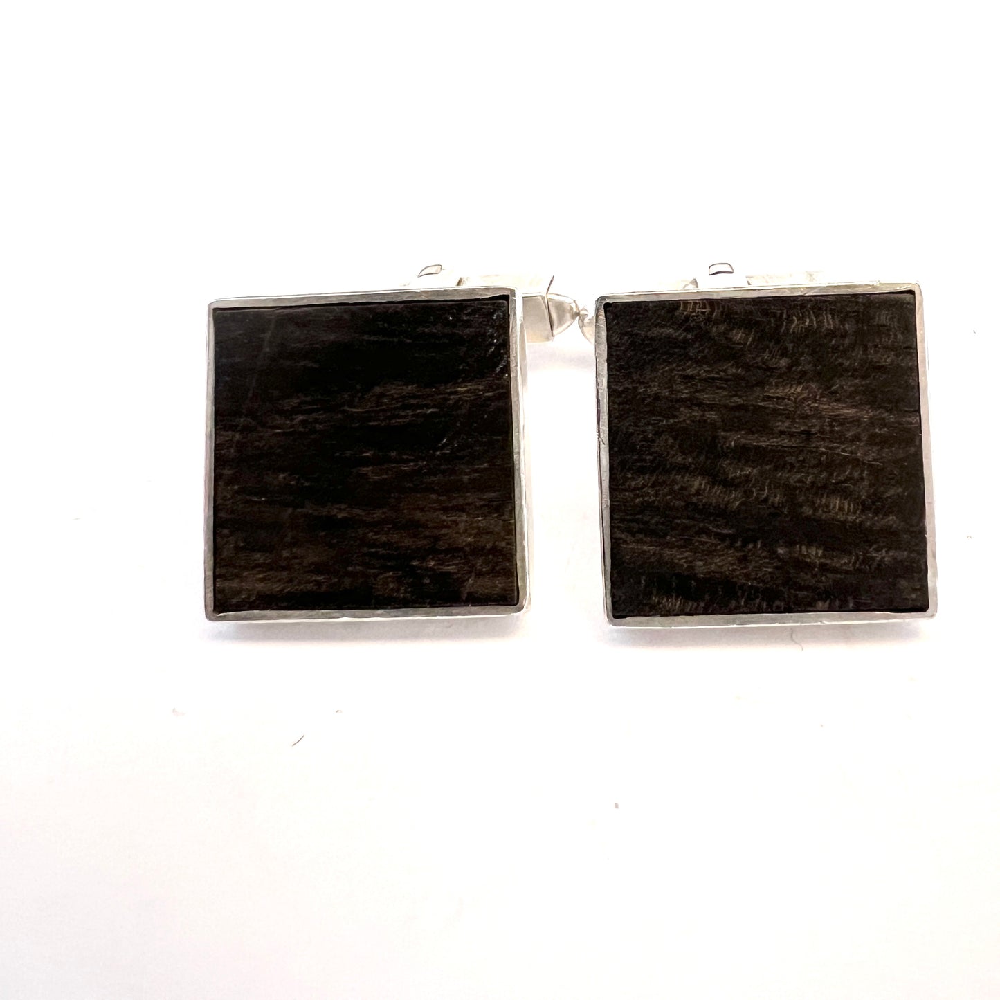 Aarikka, Finland 1964. Vintage Solid Silver Wood Cufflinks.