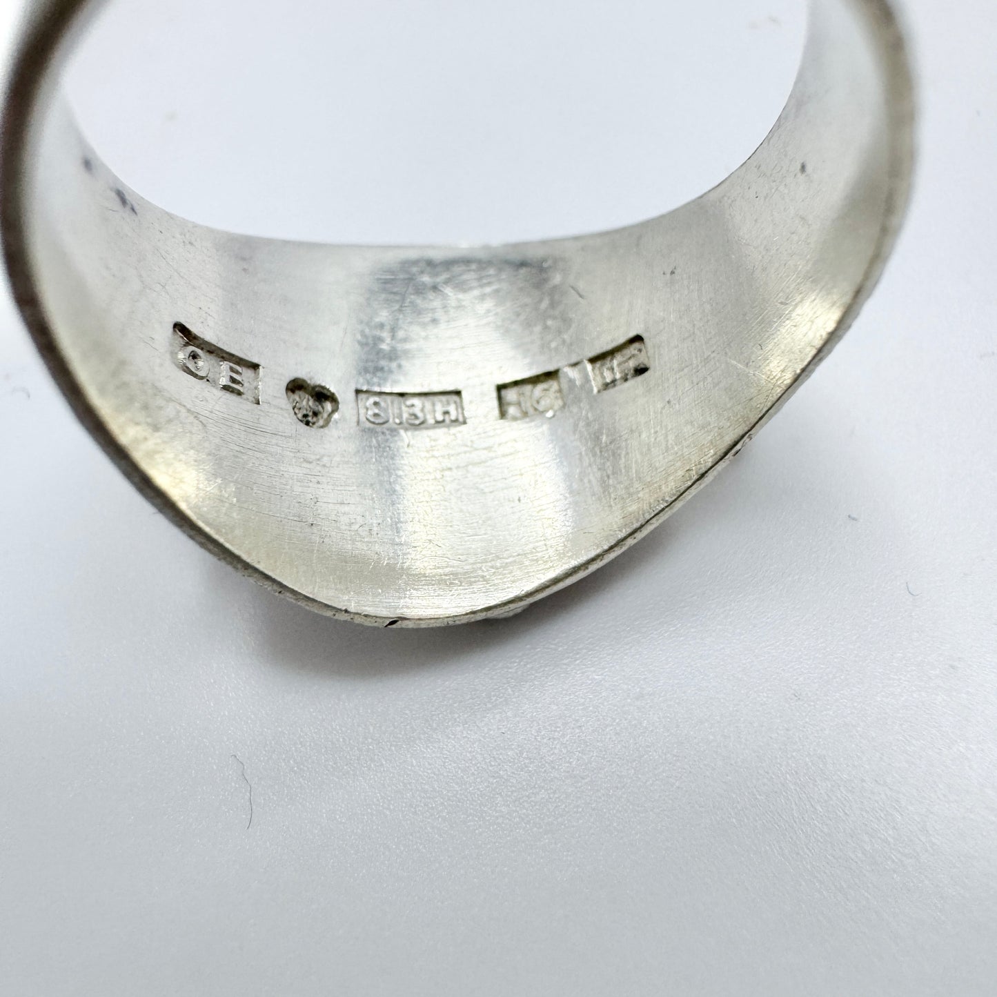 Oskar Eirama, Finland 1937. Vintage Sami / Laplander Solid Silver Wedding Band Ring.