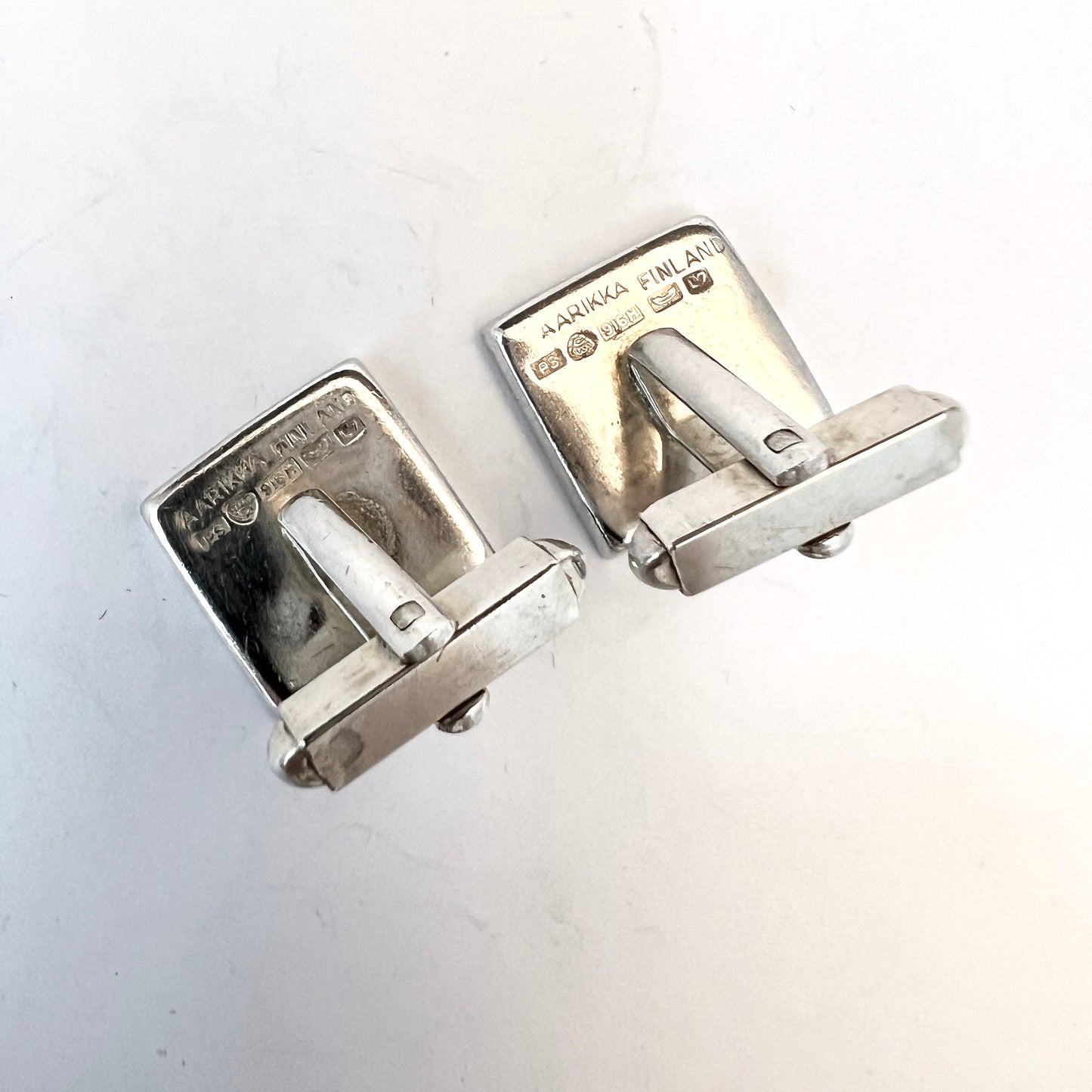 Aarikka, Finland 1964. Vintage Solid Silver Wood Cufflinks.