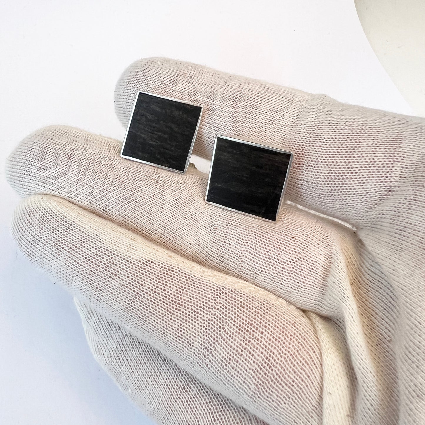 Aarikka, Finland 1964. Vintage Solid Silver Wood Cufflinks.