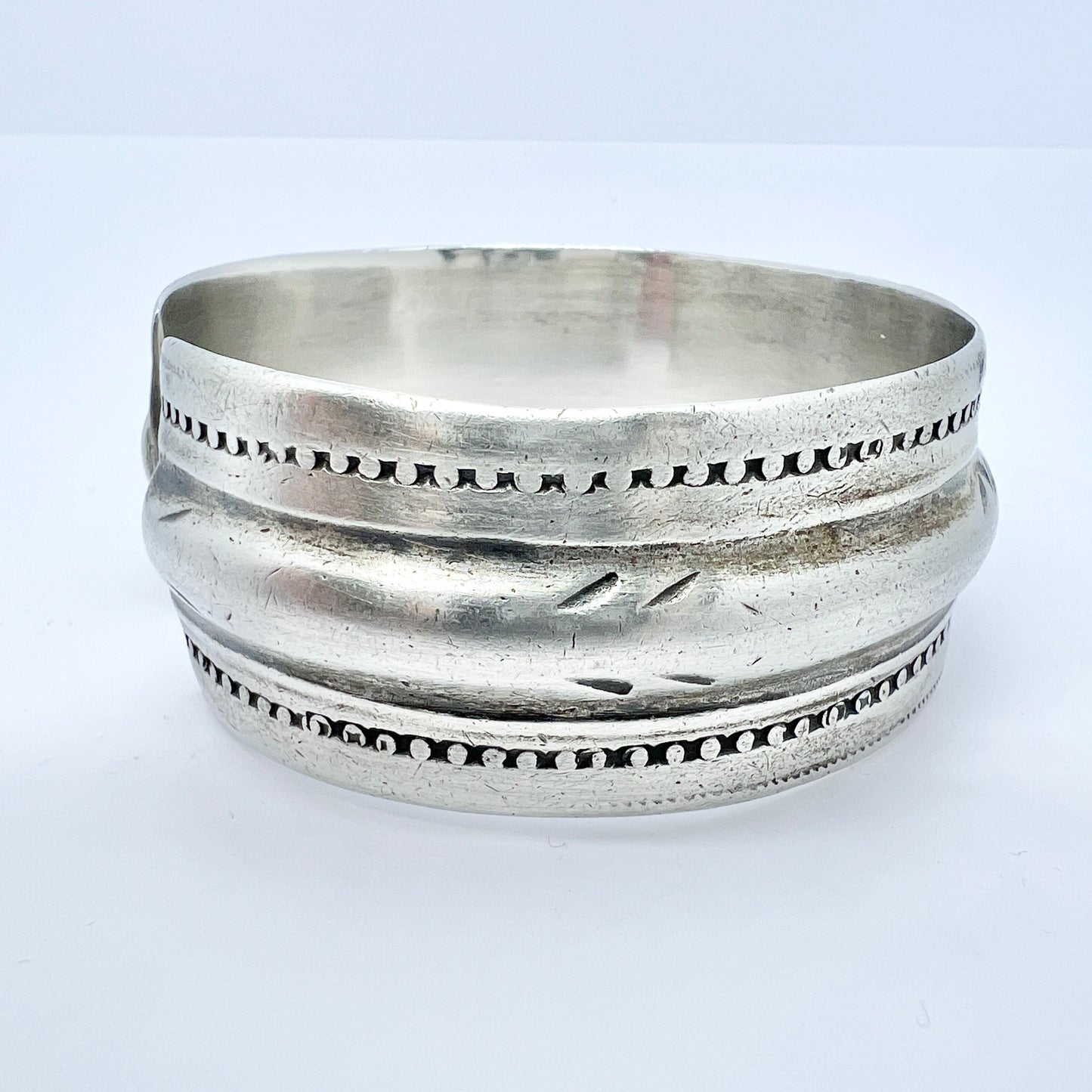 Tunisia Early 1900s, Chunky Solid Silver Cuff Berber Bracelet