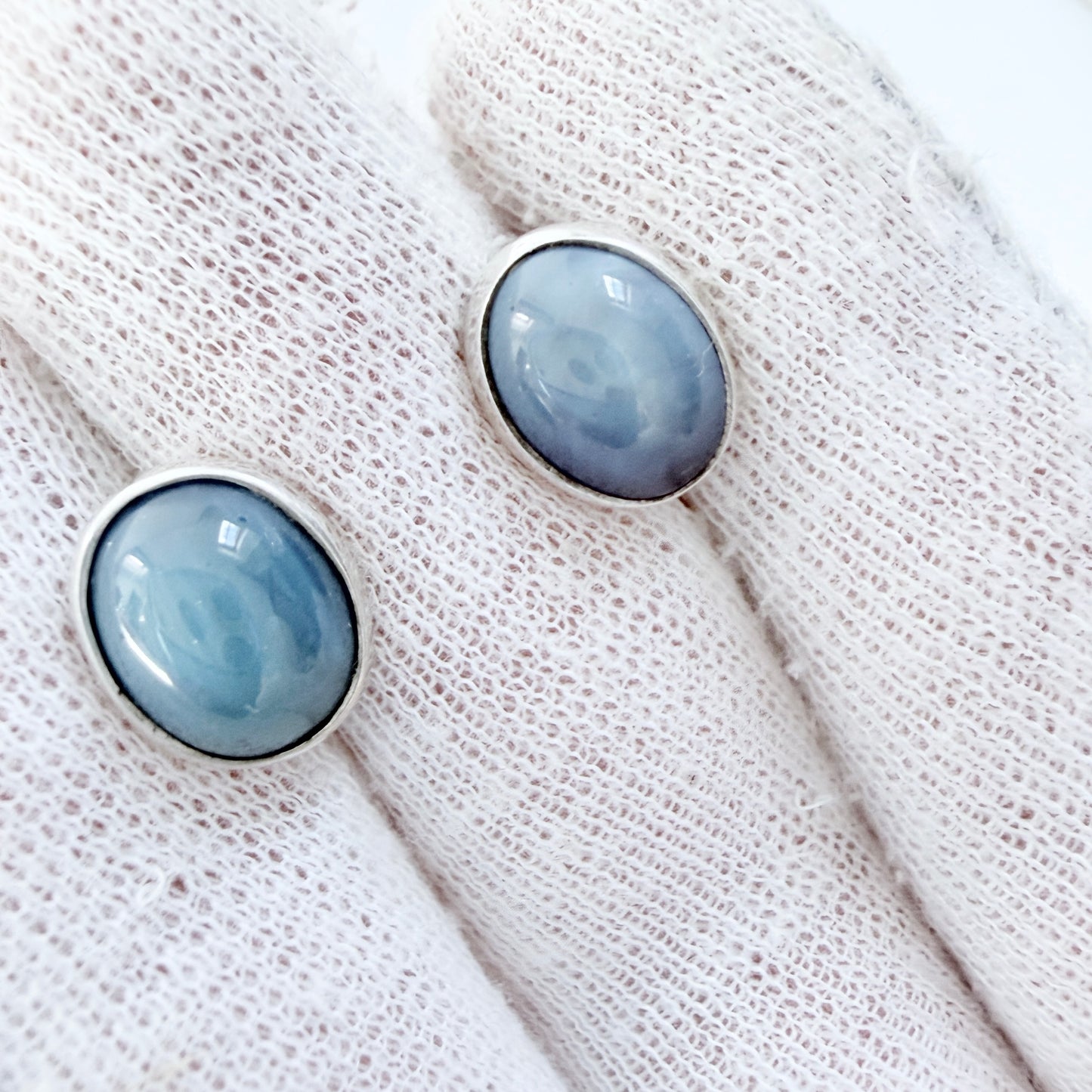 O Nordström Sweden ca 1960. Vintage Solid SIlver Bergslagen-stone Earrings.