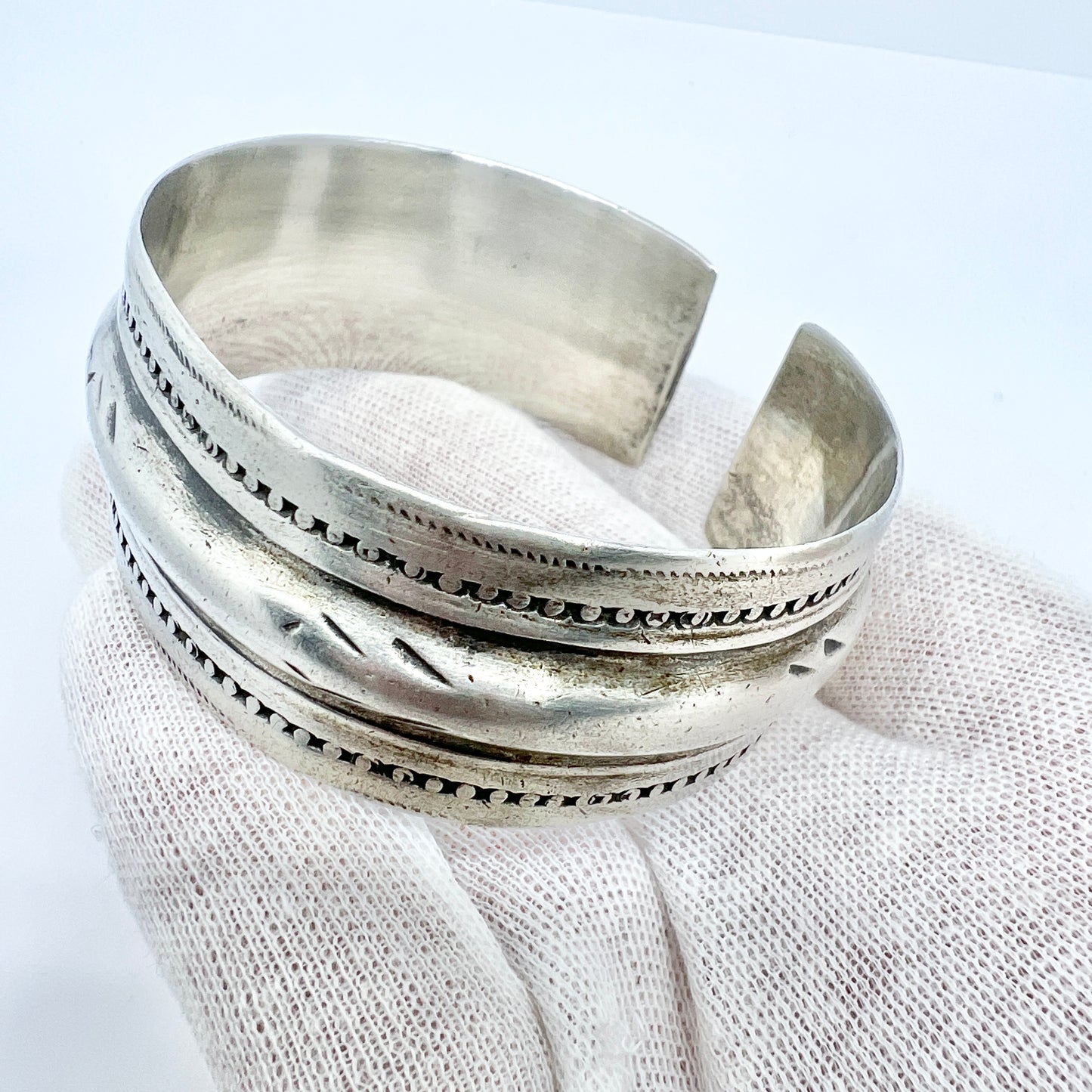 Tunisia Early 1900s, Chunky Solid Silver Cuff Berber Bracelet